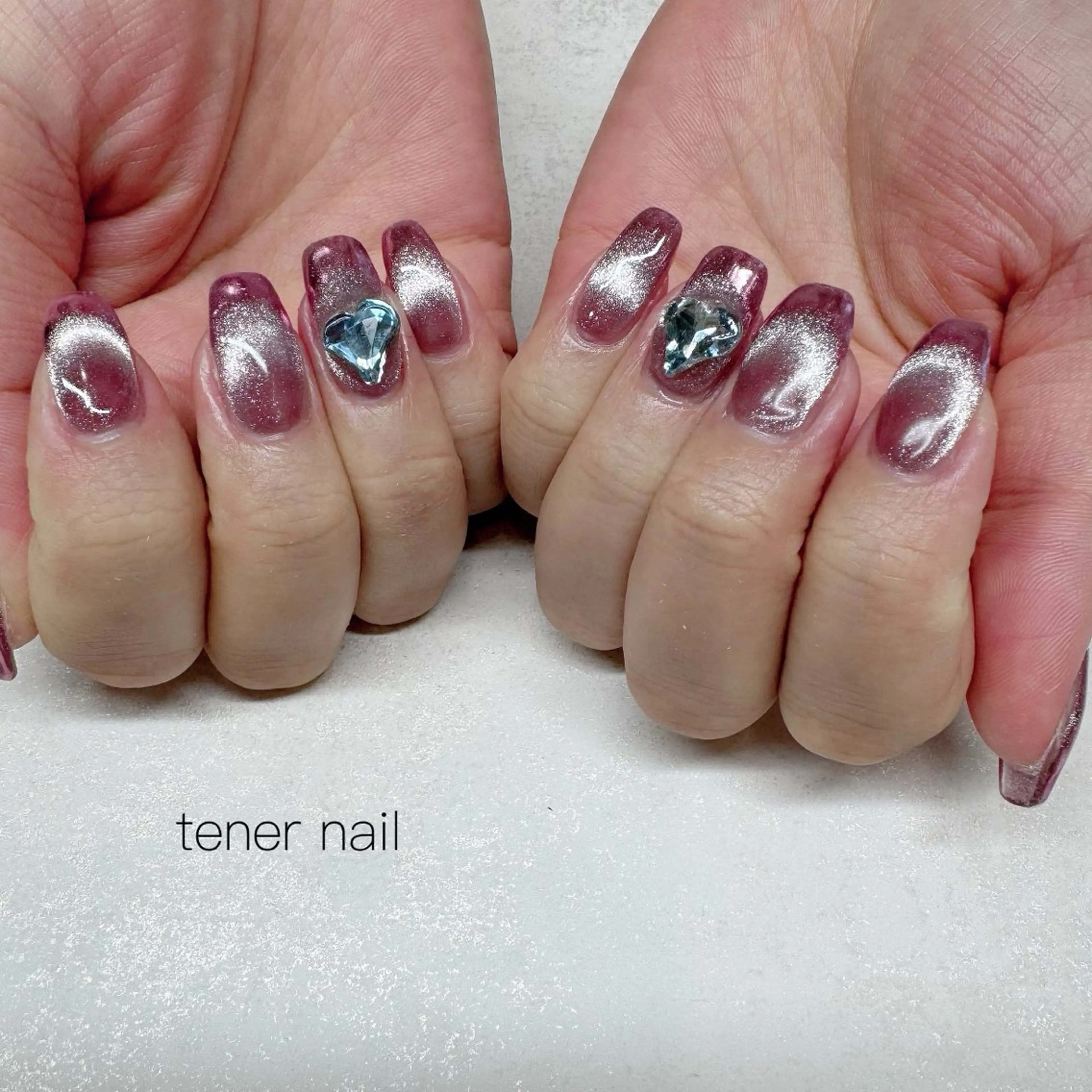 ネイル フレンチネイル ハート マグネットネイル ミラーネイル ハンドネイル tener  nail  テネルネイル所属・テネルネイル tener nailのネイルデザイン