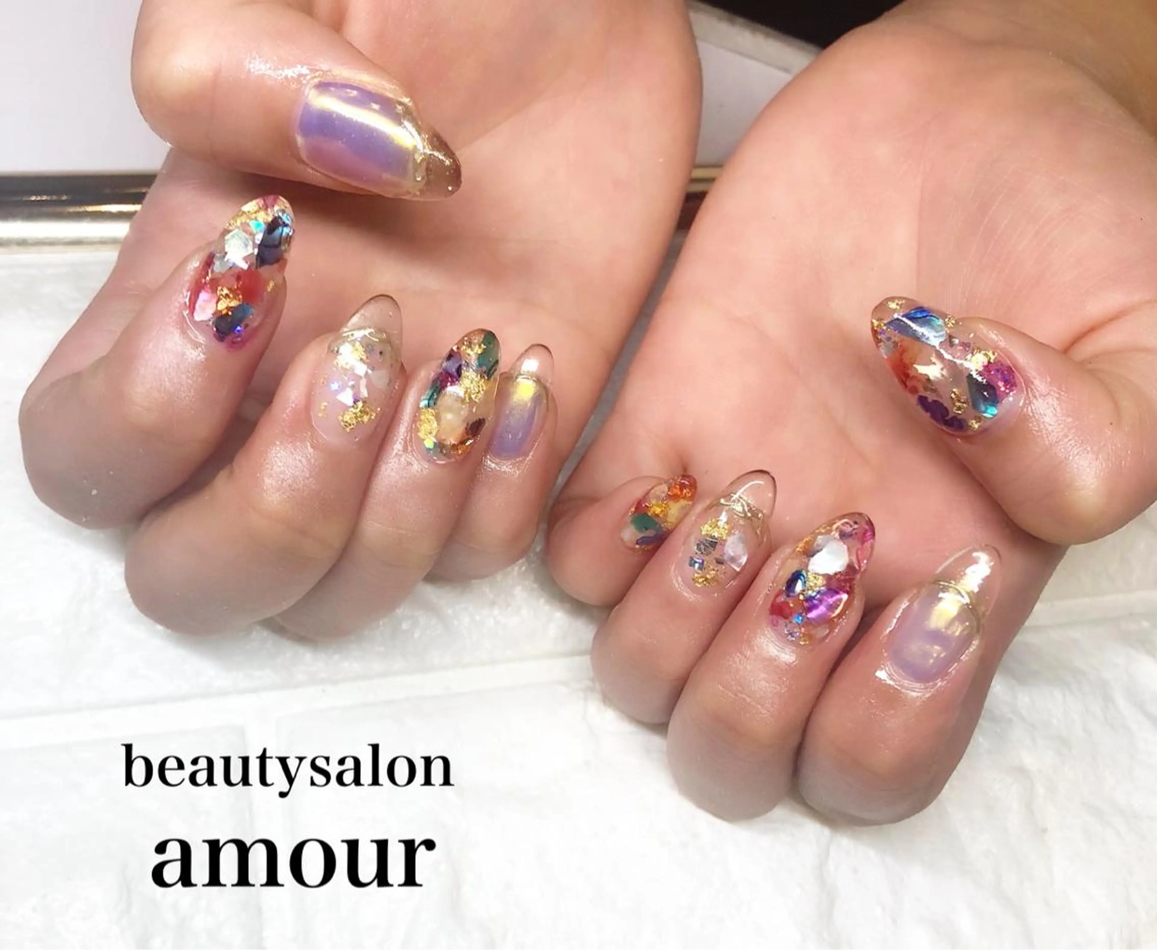 ネイル アートネイル 長さ出し ジェルネイル amour 平塚店のネイルデザイン