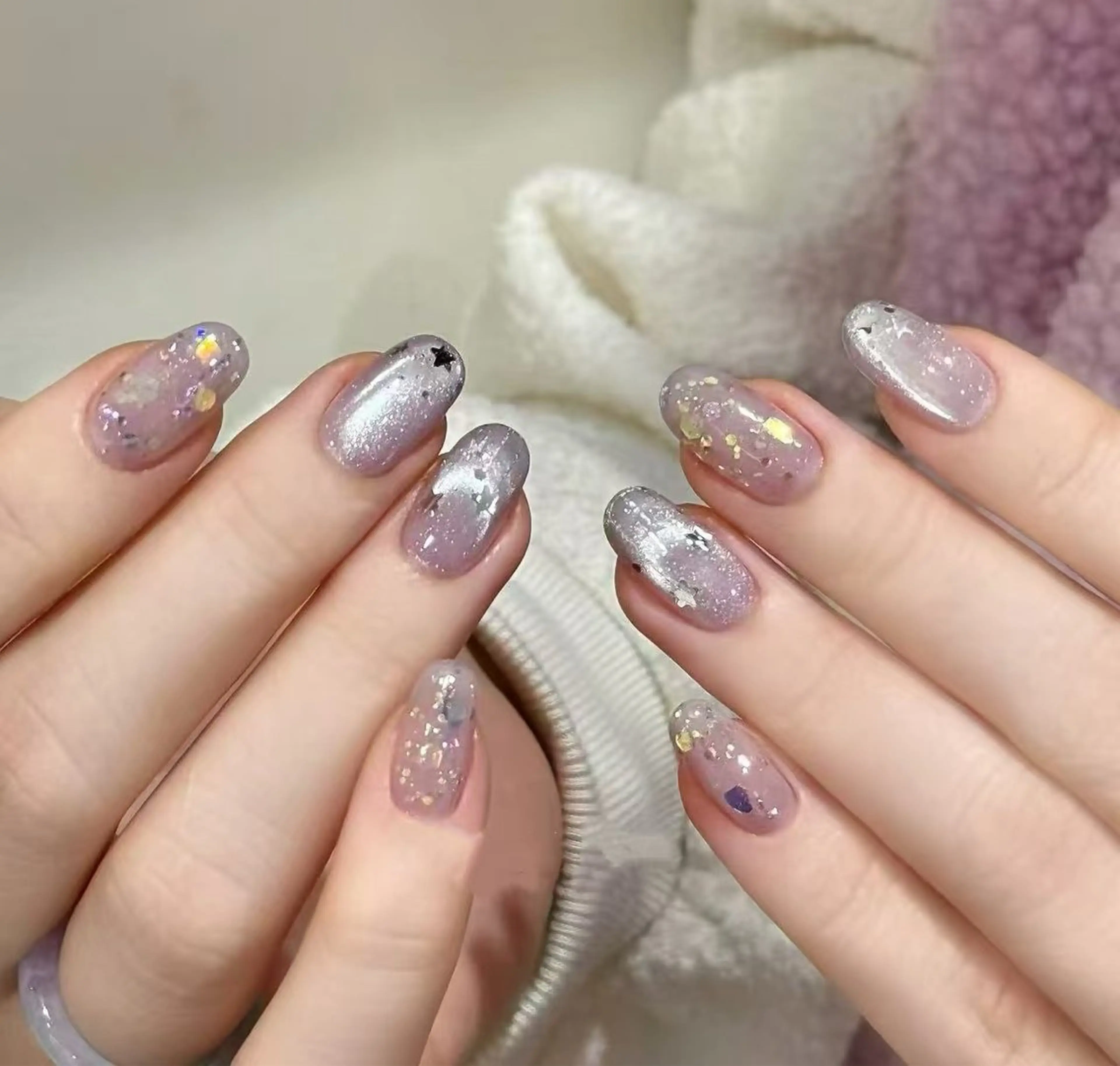 ネイル オーロラネイル フラワーネイル フットネイル フレンチネイル ジェルネイル ハンドネイル BabyYouMi nailのネイルデザイン