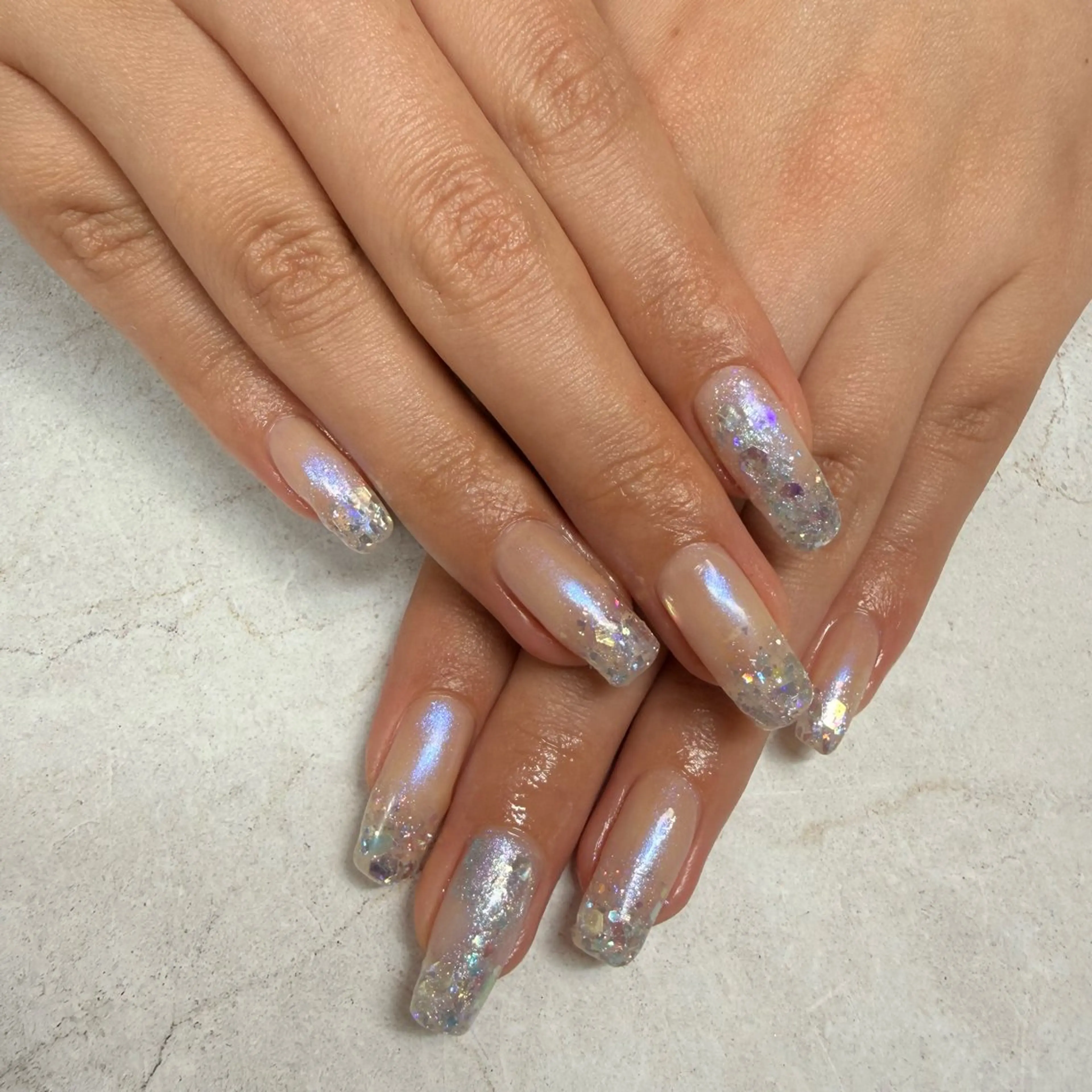 ネイル オーロラネイル ラメ(グリッター) ハンドネイル flan ゆいのネイルデザイン
