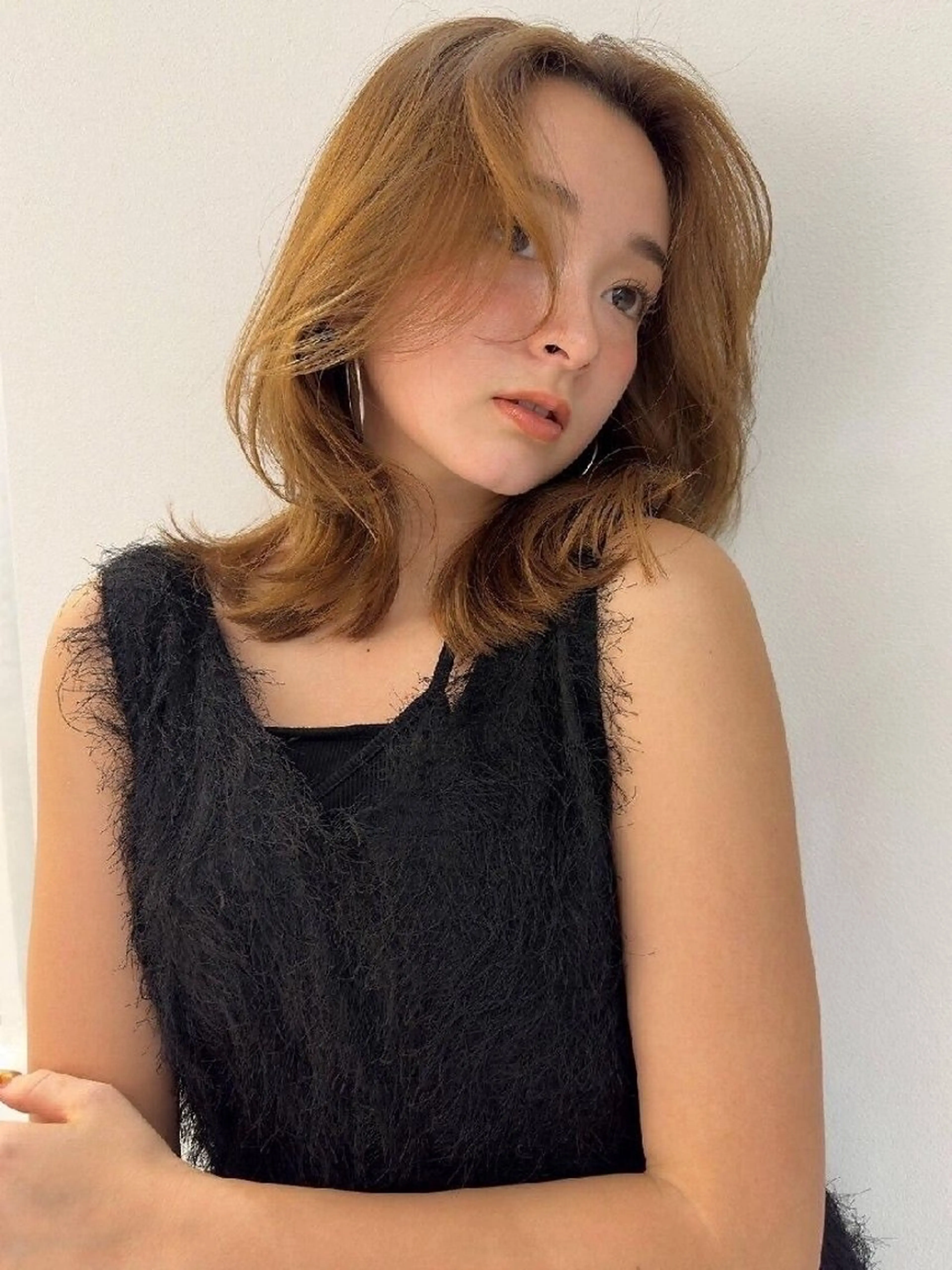 ミディアム カラー ミディアムレイヤー くびれヘア レイヤーカット カット ヘアカラー トリートメント 髪質改善/ 上村旺武のヘアスタイル