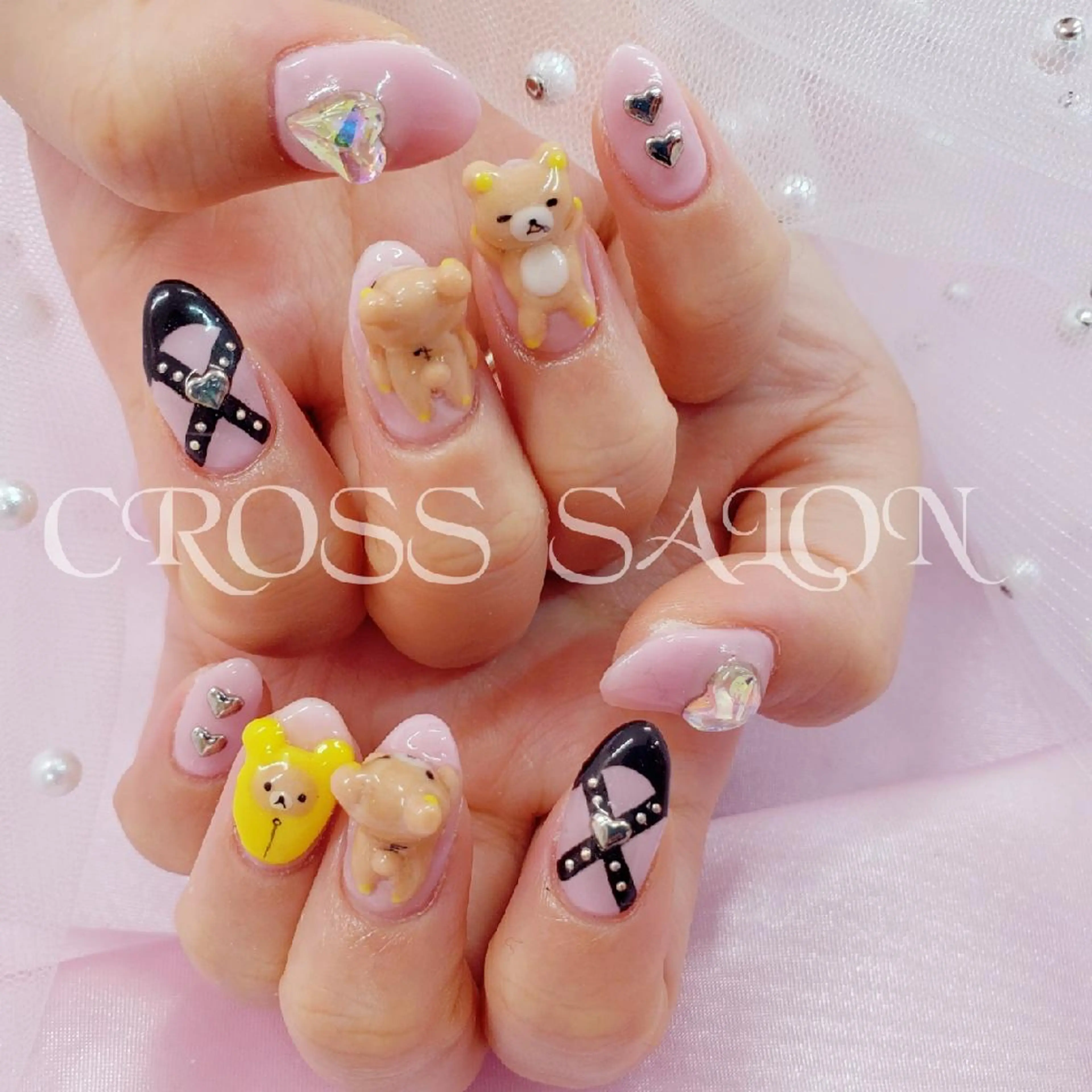 ネイル 長さ出し 氷ネイル・うるうるネイル 韓国ネイル ネイルチップ CROSS  クロス　のネイルデザイン