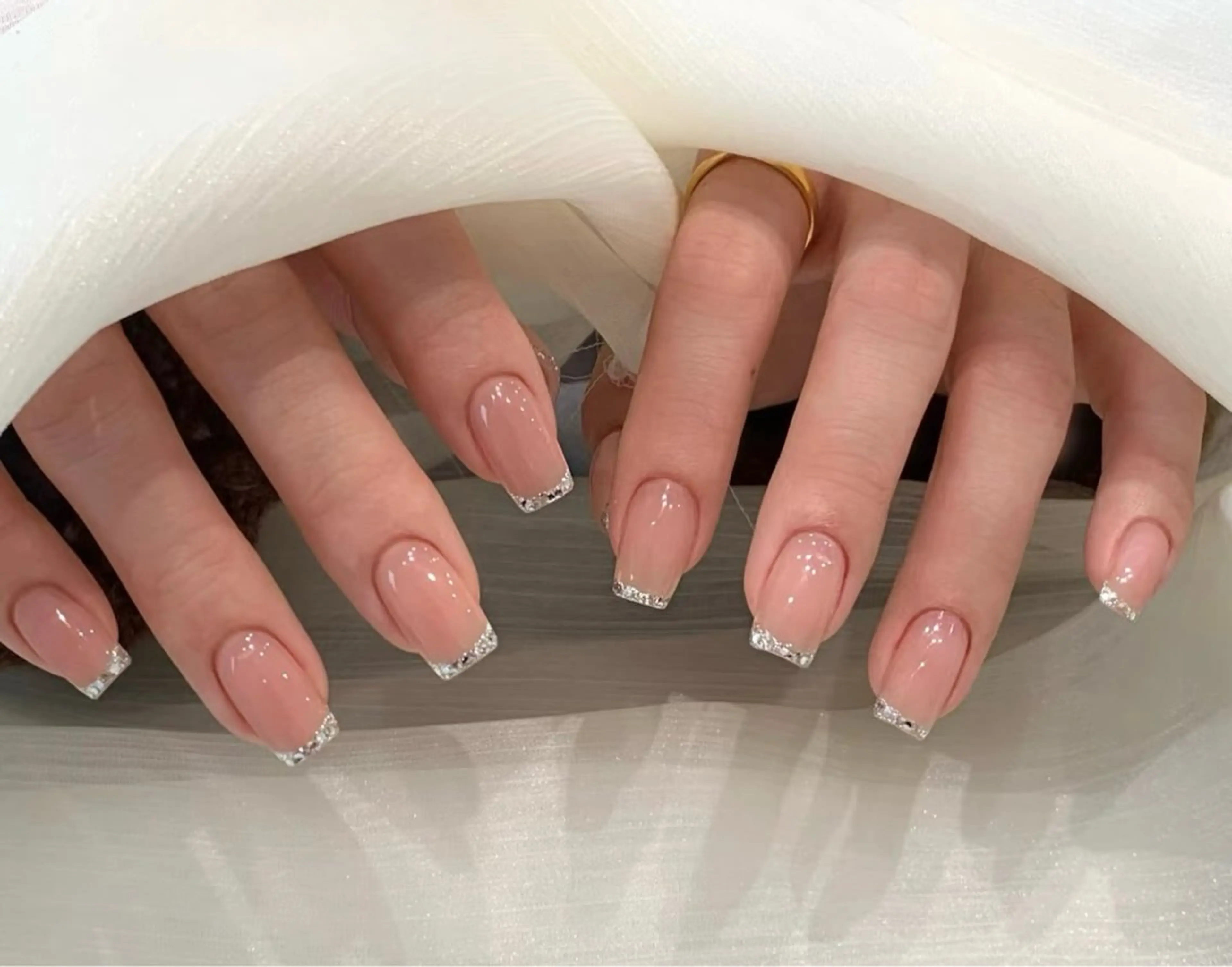 ネイル フレンチネイル ガラスフレンチ seiko nailのネイルデザイン