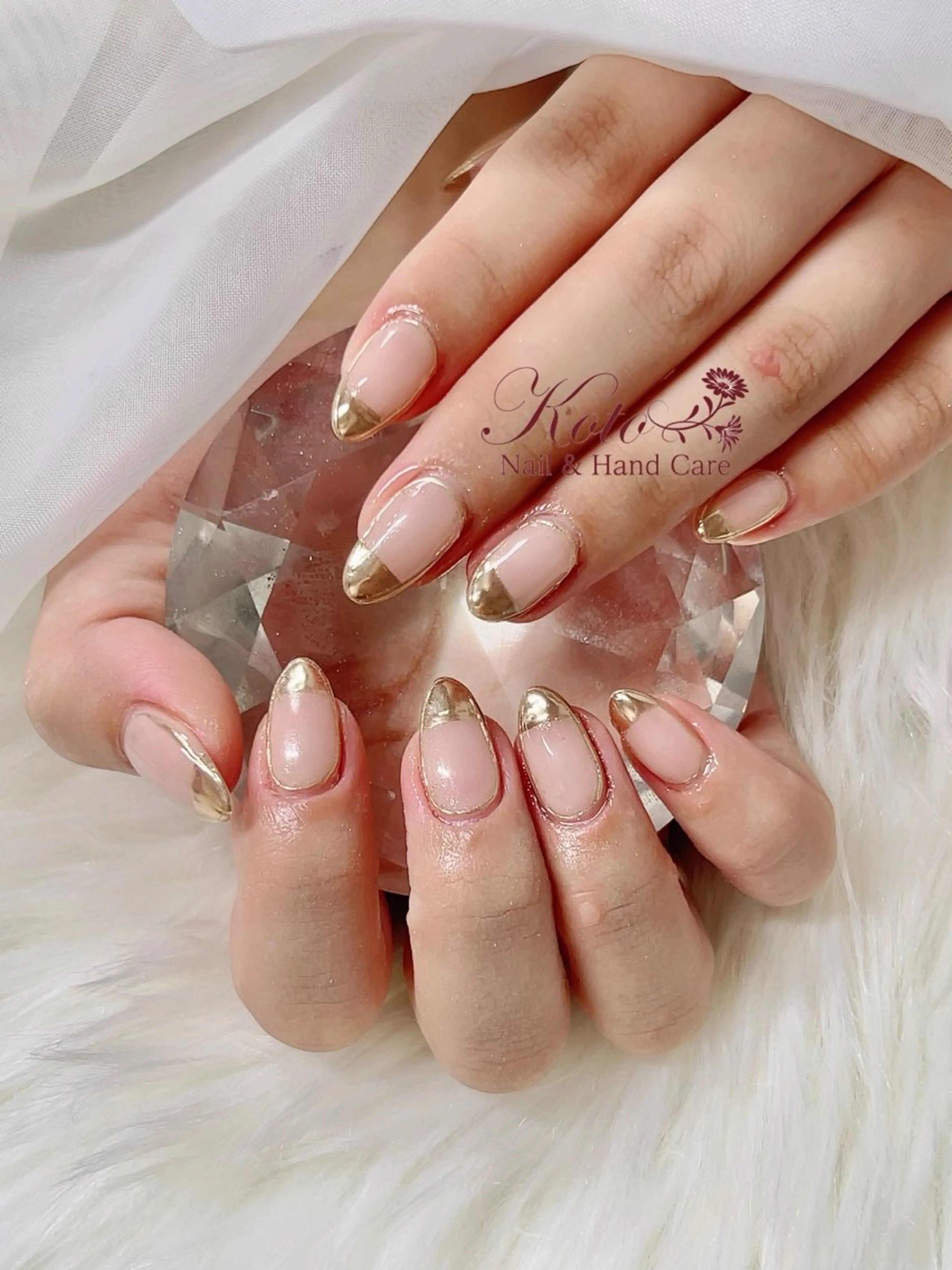 ネイル 長さ出し ジェルネイル ミラーネイル 持ち込み ニュアンスネイル ハンドネイル Nail Salon KOTOのネイルデザイン