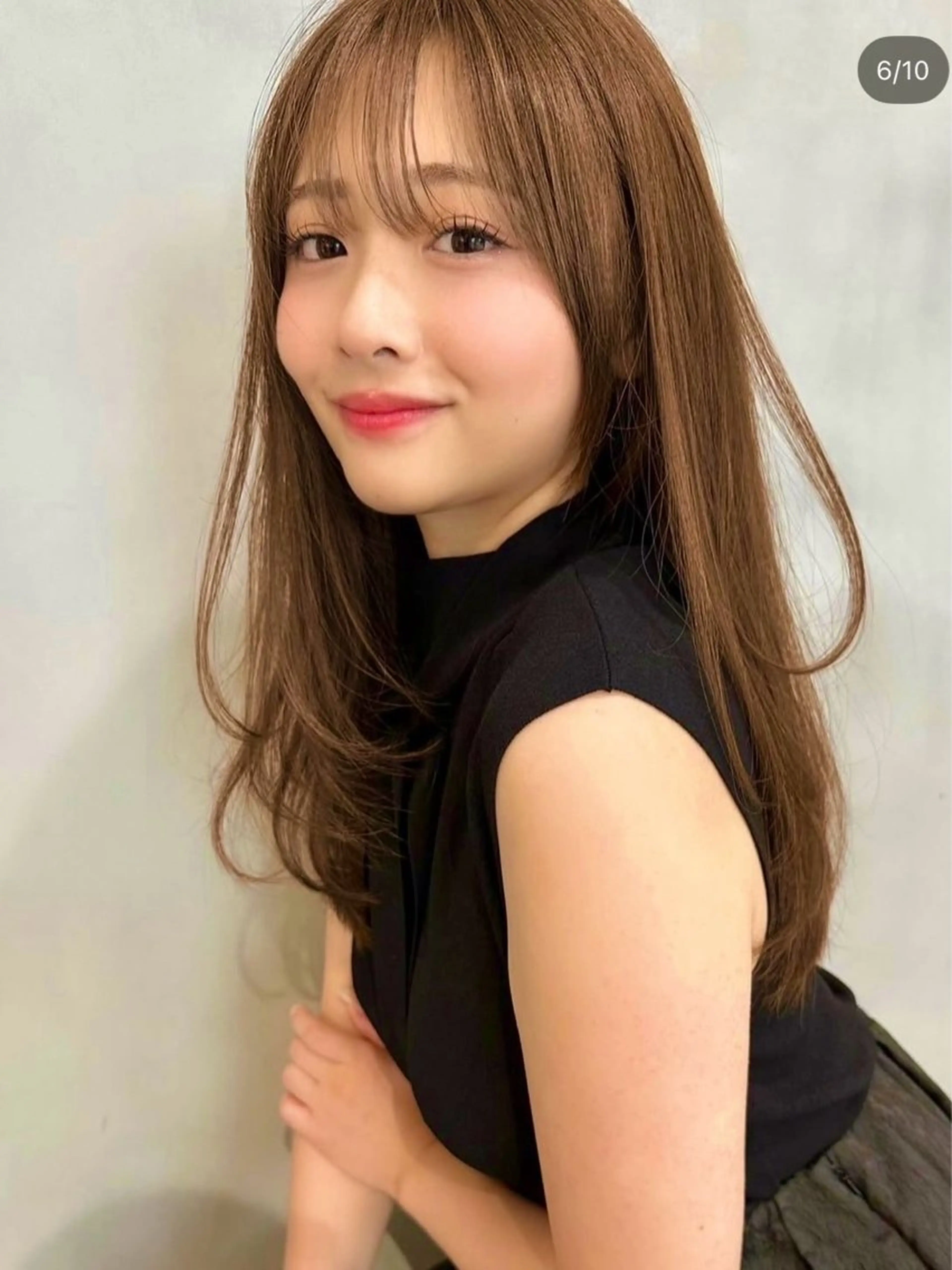 セミロング カラー カット ヘアカラー トリートメント 興津/韓国レイヤー ダブルカラー美髪縮毛のヘアスタイル