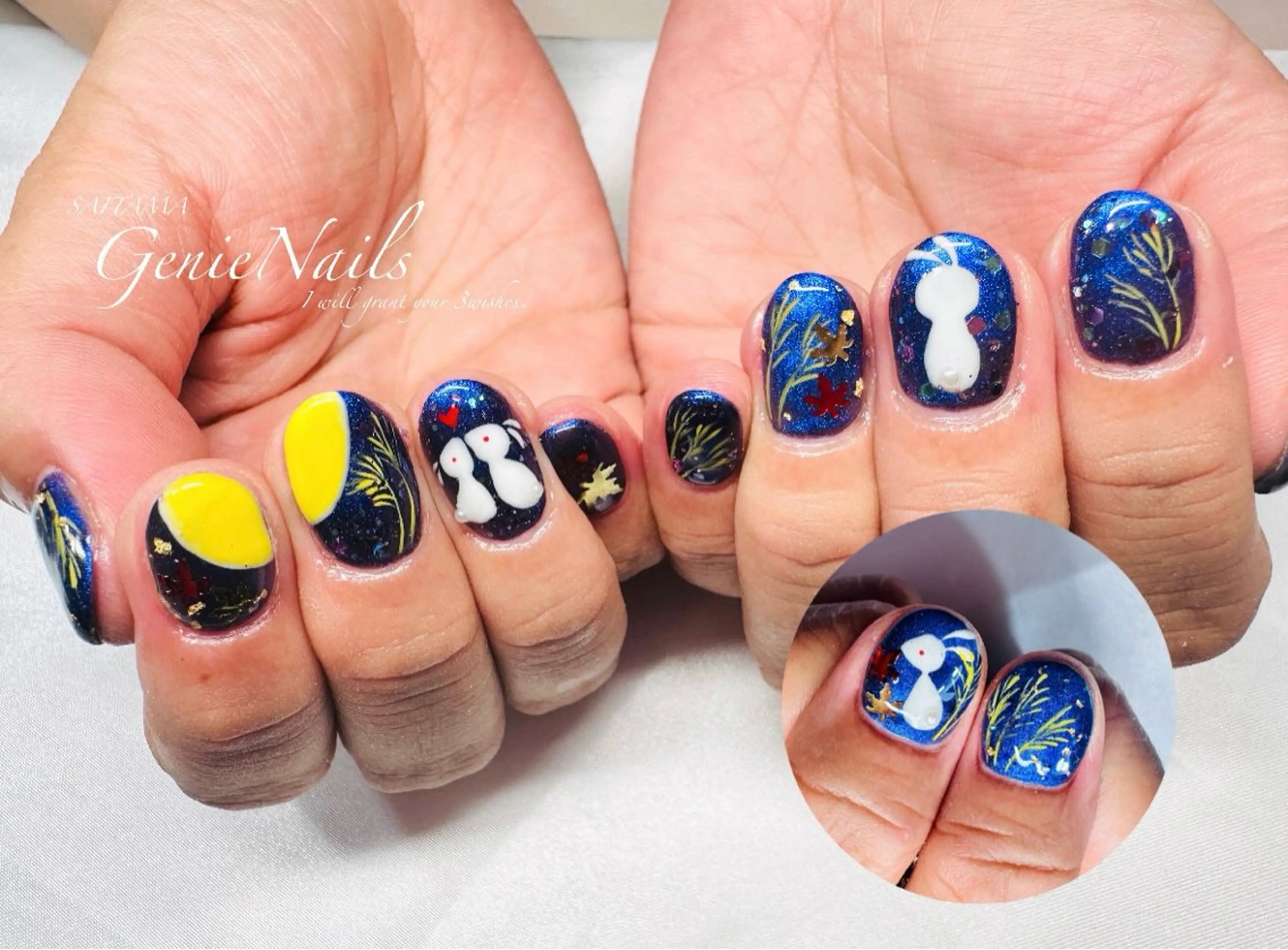 メンズ ネイル アートネイル 長さ出し 氷ネイル・うるうるネイル ロングネイル 持ち込み Genie Nailsのネイルデザイン