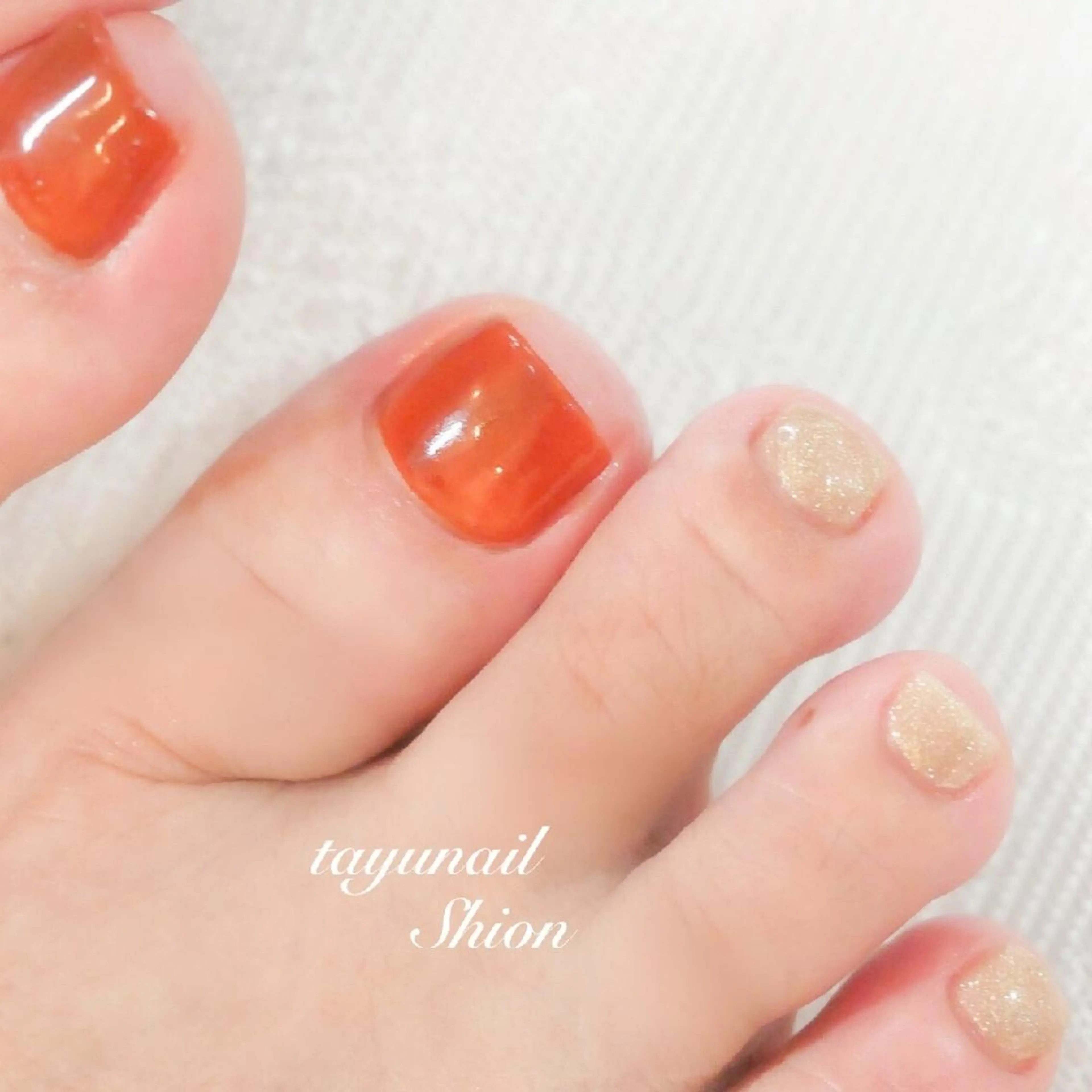 ネイル ブルー フットネイル ジェルネイル ワンカラーネイル パラジェル ネイルサロン 【たゆnail】のネイルデザイン