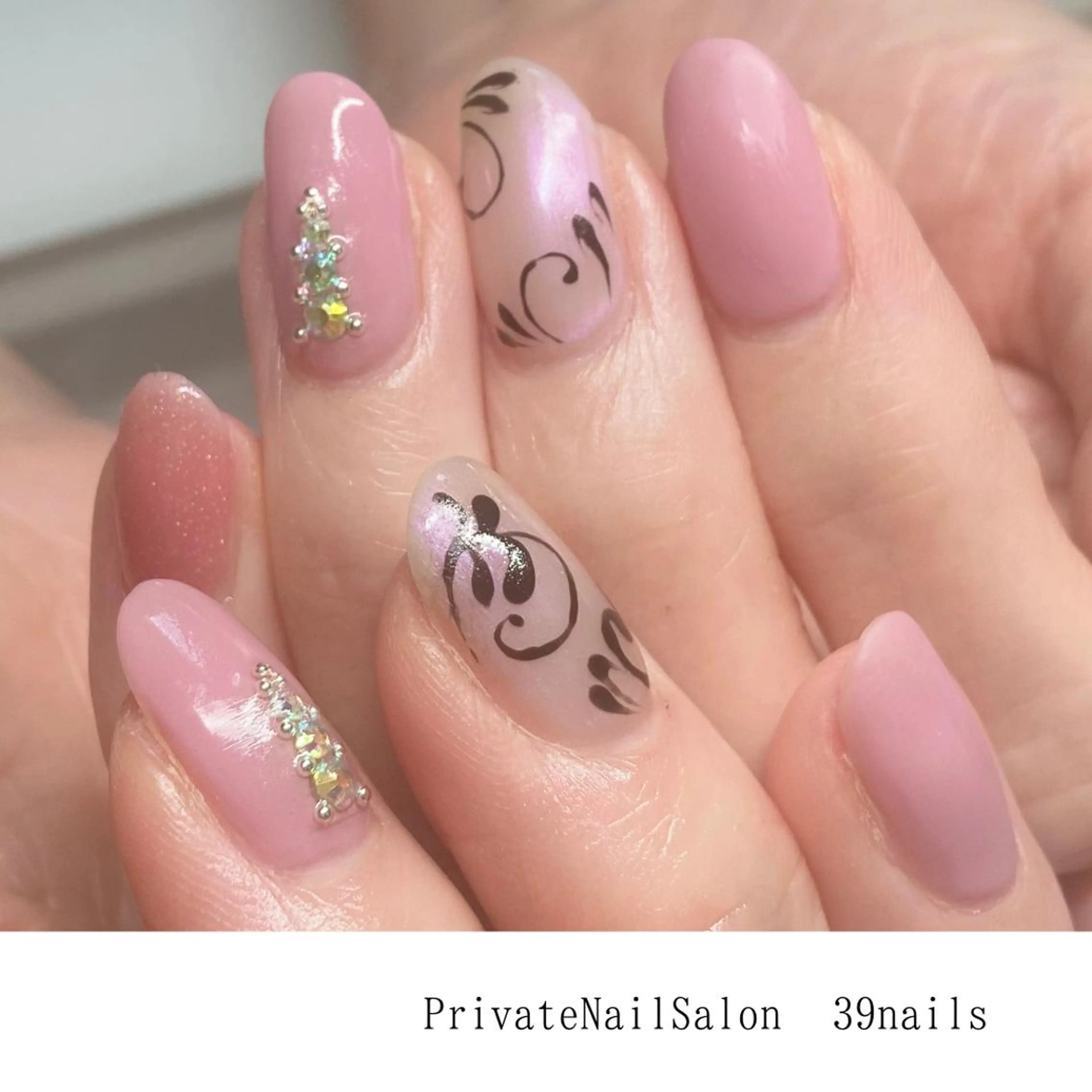 ネイル アートネイル 持ち込み オフィスネイル ワンカラーネイル ピンク 39-nails EharaMikuのネイルデザイン