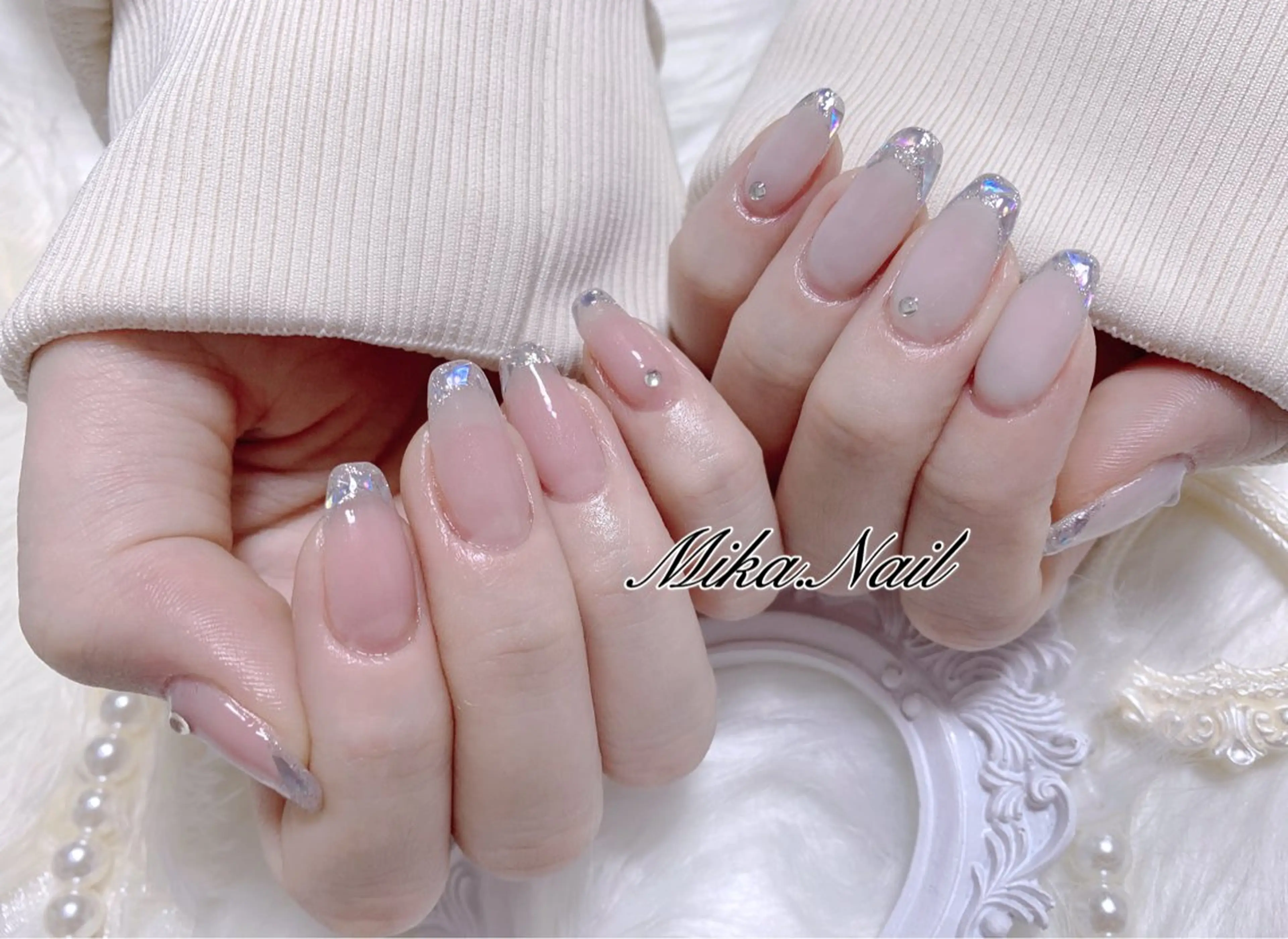 ネイル フレンチネイル ガラスフレンチ Mika Nailのネイルデザイン