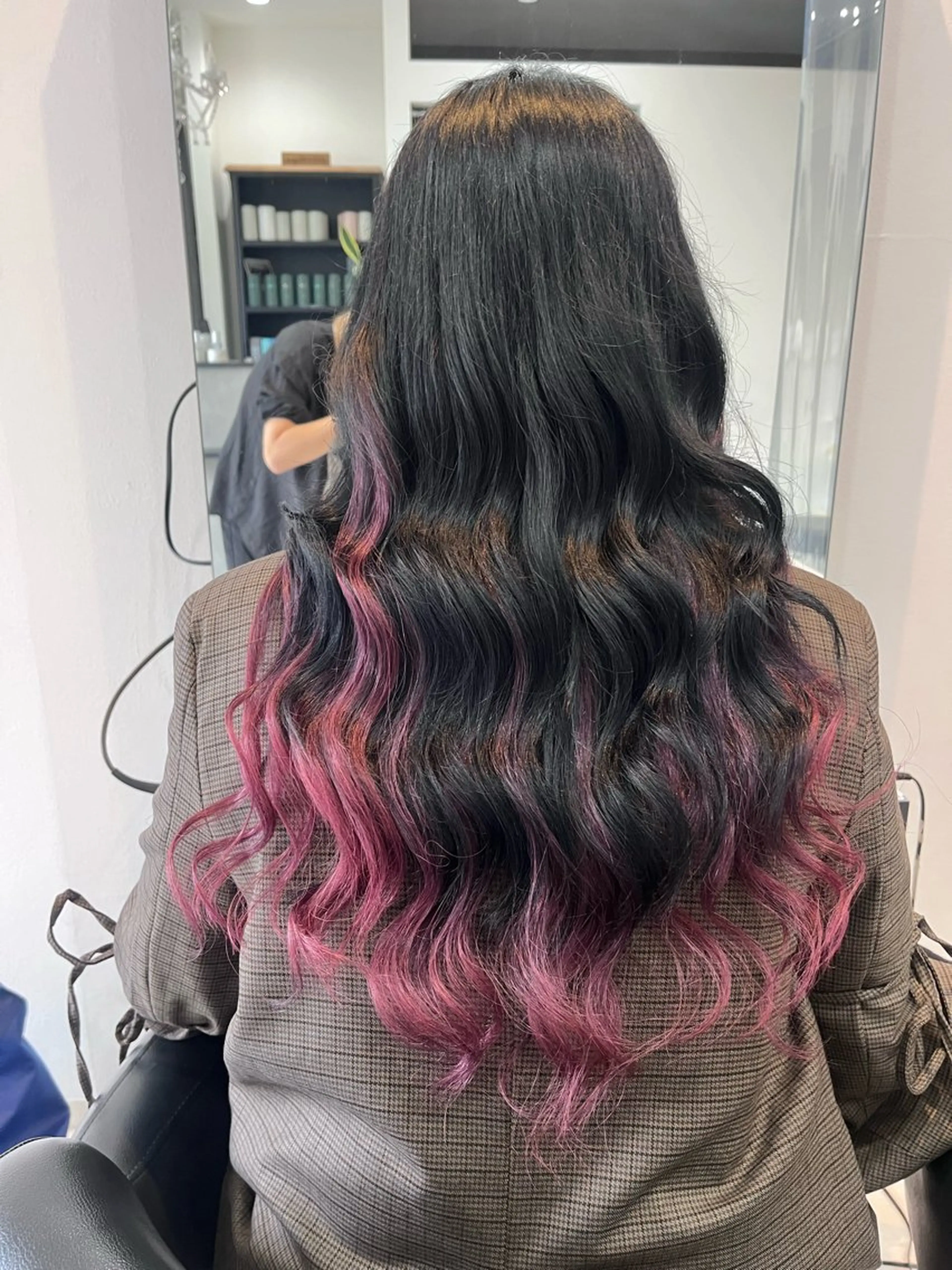 ロング カラー 黒髪 ブルーカラー ブルーブラック エクステ yuuka charmのヘアスタイル