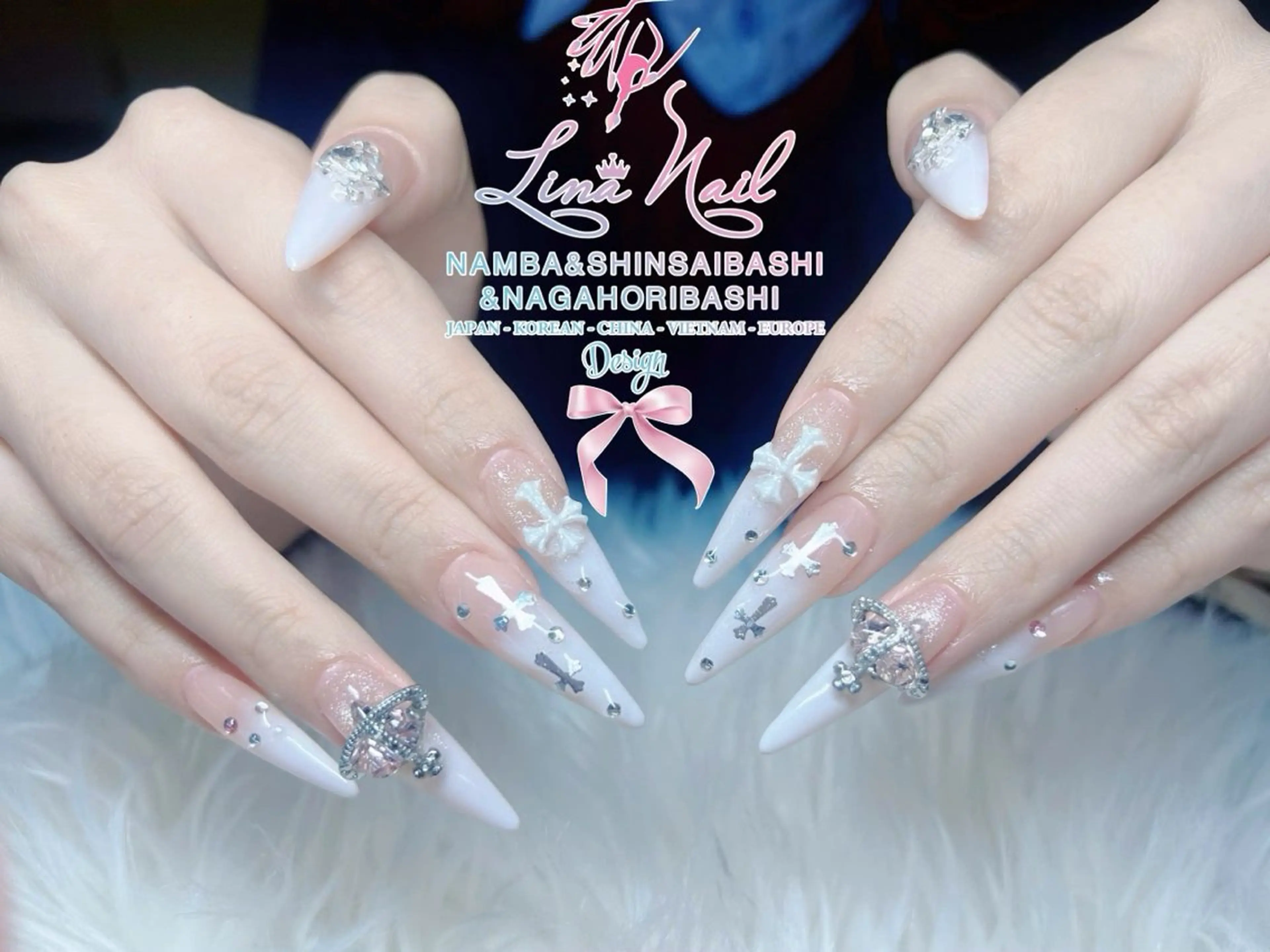 ロング 韓国風ヘア ロング クリスマス ハンドネイル Linanail Nambaのマツエク・マツパデザイン