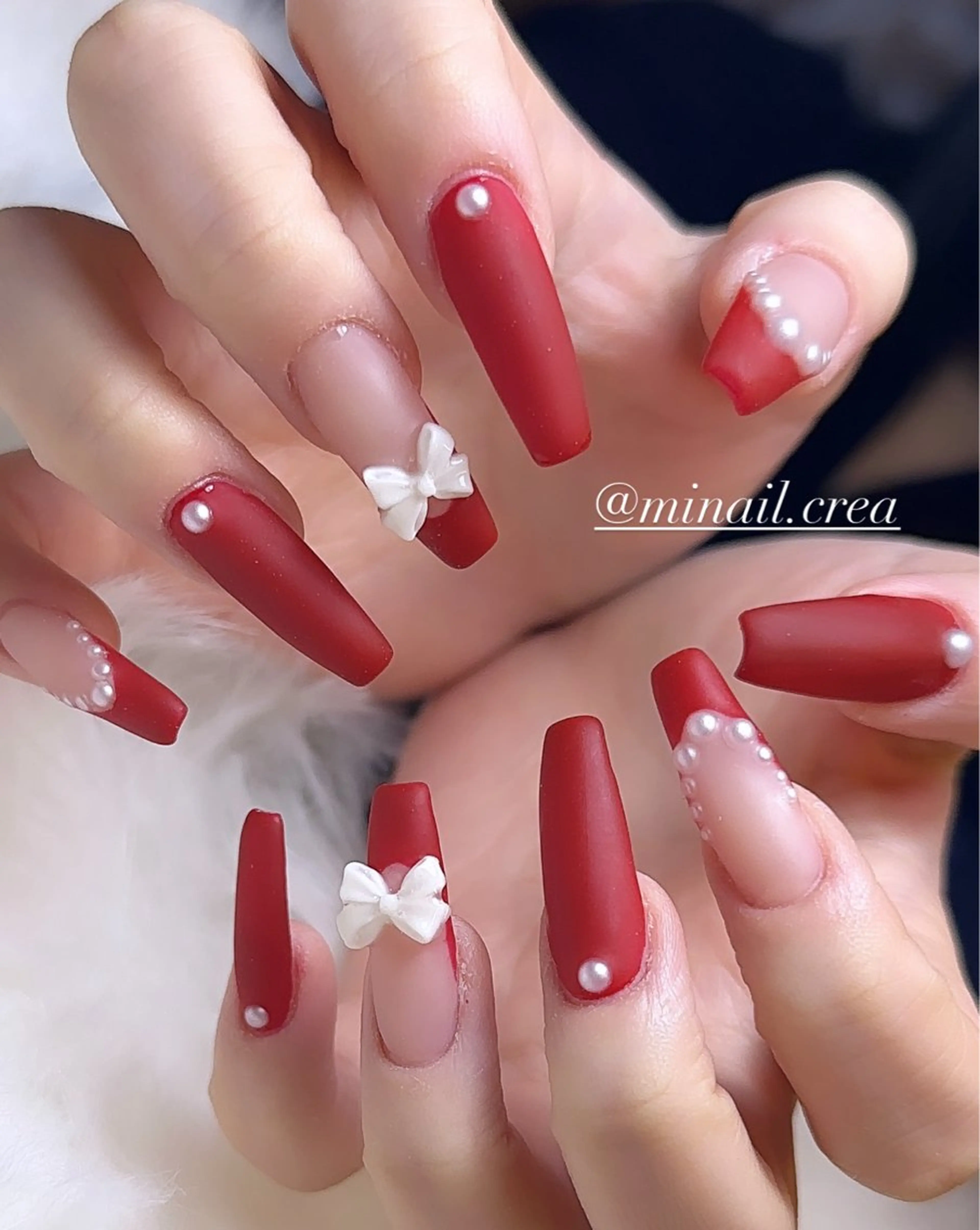 ネイル フレンチネイル キラキラネイル ロングネイル マットネイル ワンカラーネイル ハンドネイル CReA nailのネイルデザイン