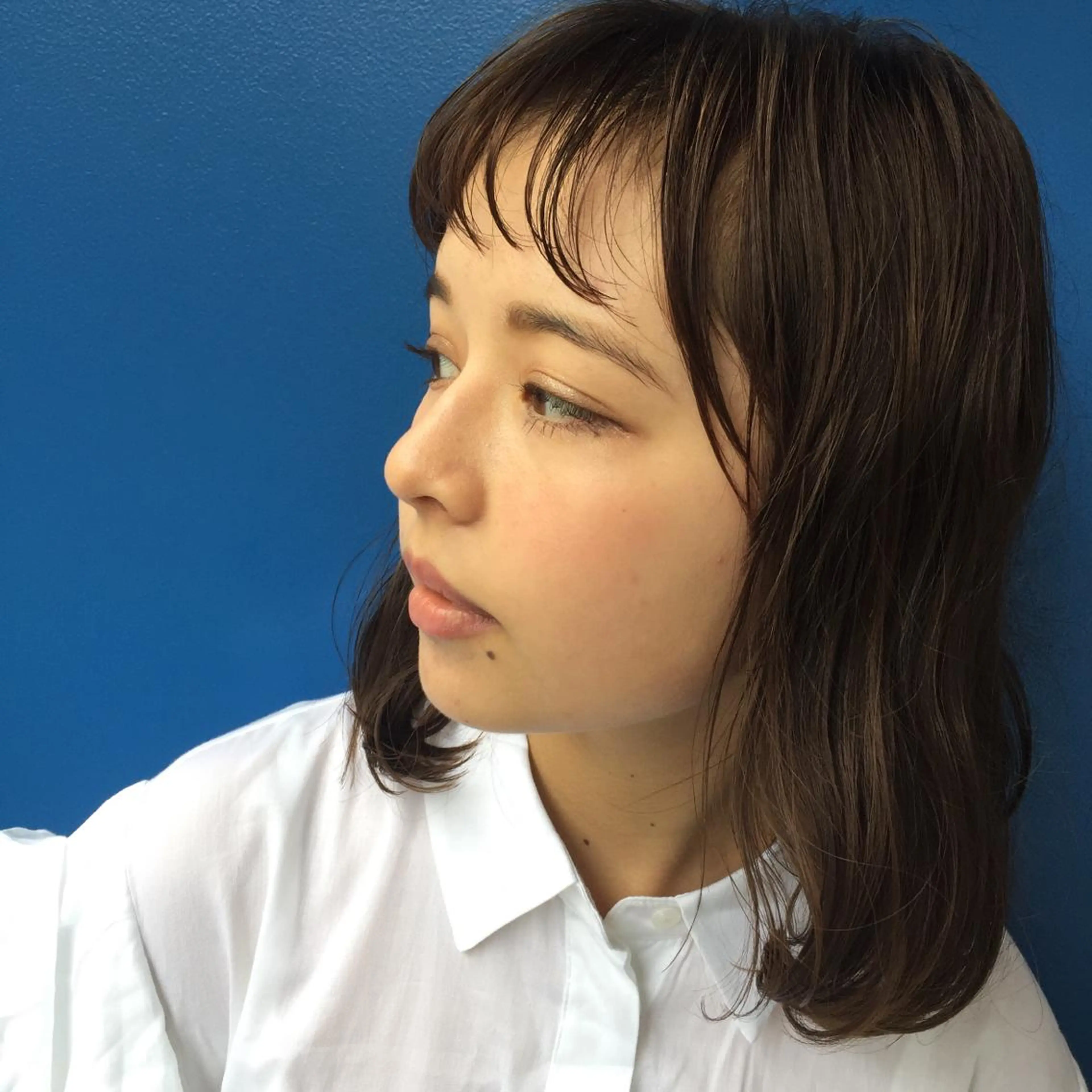 ミディアム 切りっぱなしボブ ミディアムパーマ アッシュ ボブ 外国人風カラー ショート職人 美容師【KENTA】のヘアスタイル