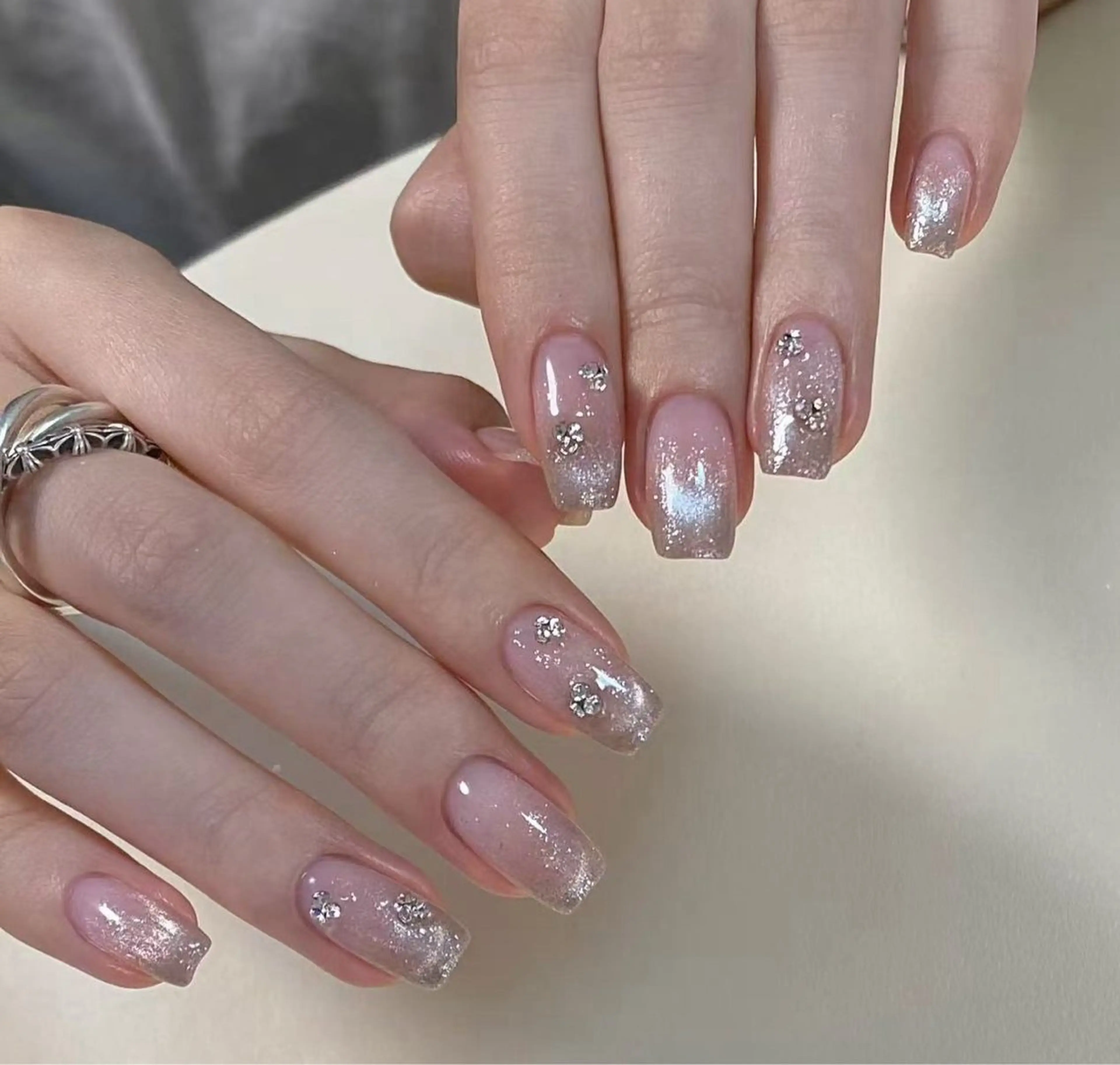 ネイル フラワーネイル フレンチネイル ジェルネイル ガラスフレンチ ハート 相沢 さやかのネイルデザイン