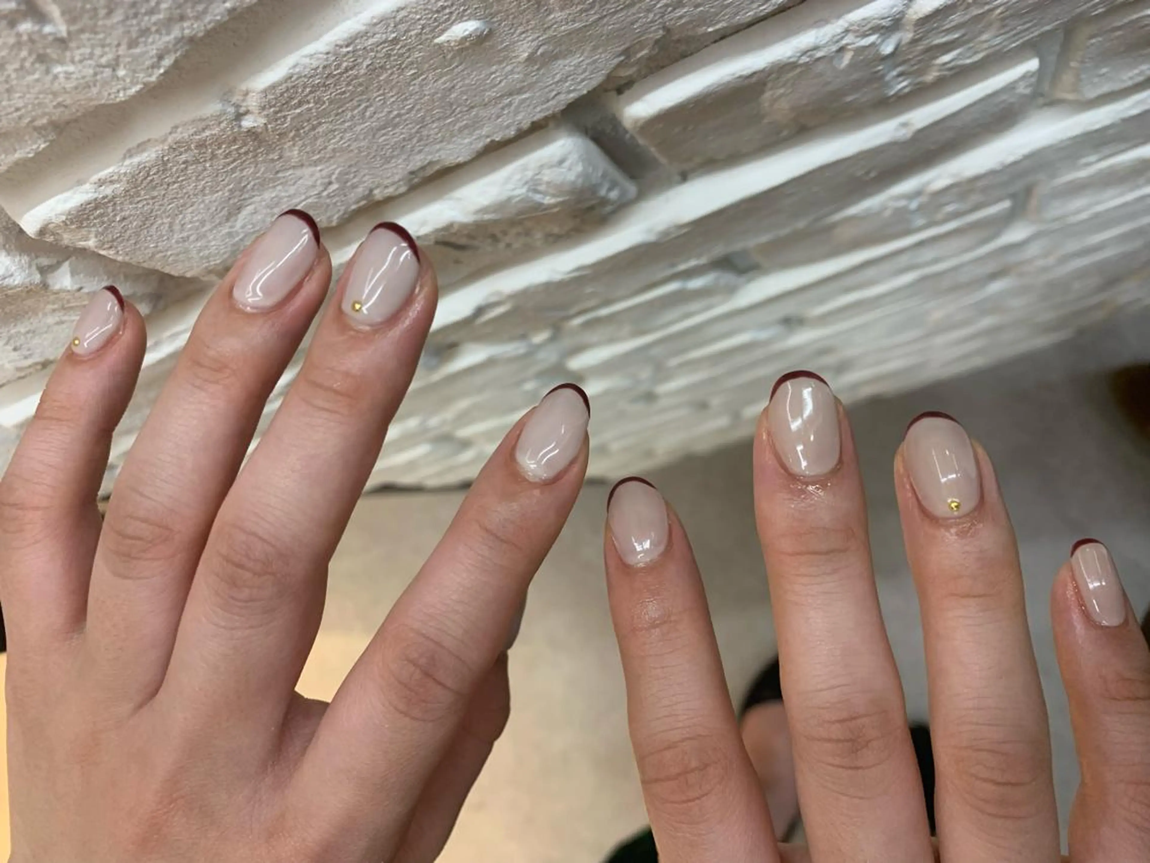 ネイル ボルドー フレンチネイル 持ち込み マキノ ユイのネイルデザイン
