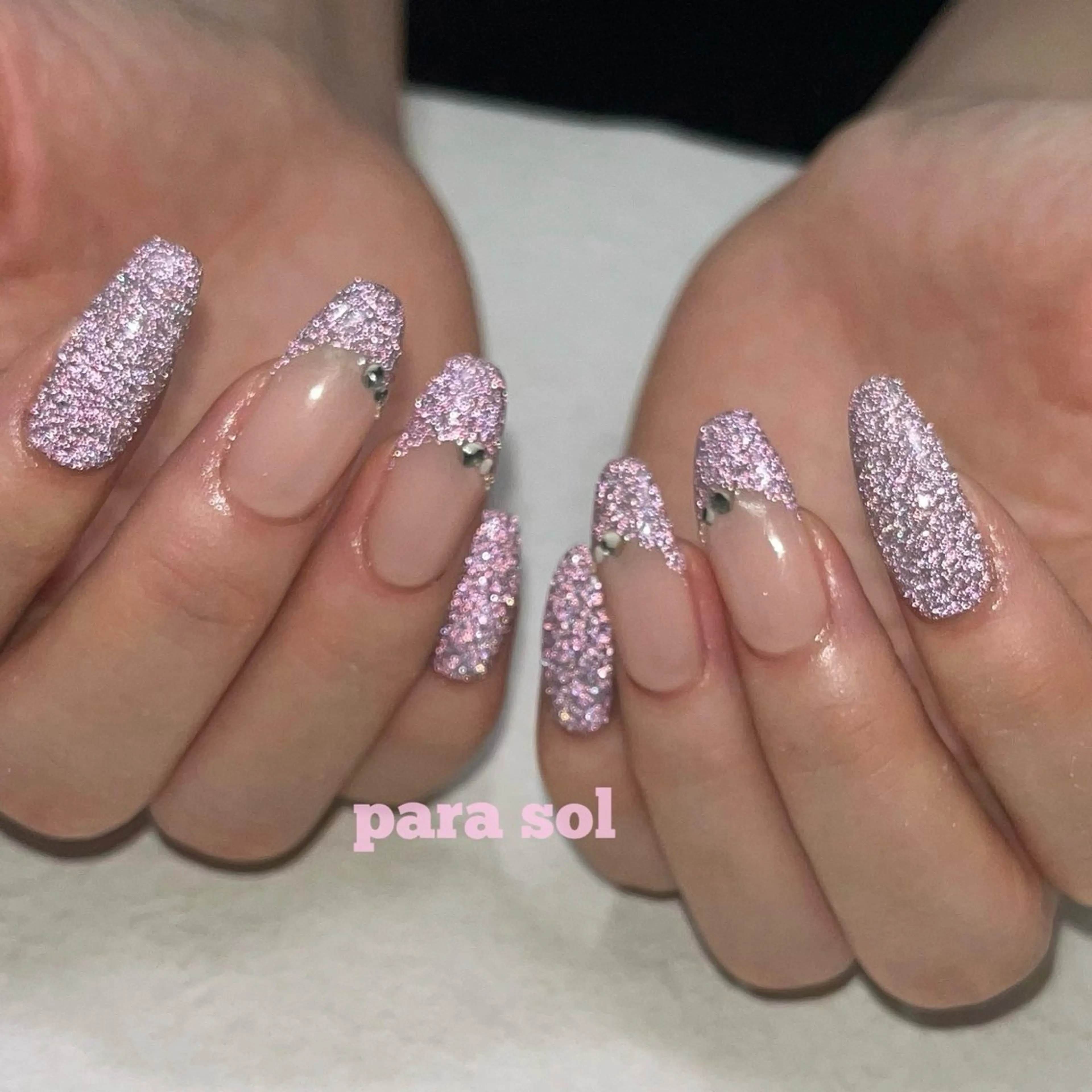 ネイル フラッシュネイル フレンチネイル ジェルネイル キラキラネイル ラメ(グリッター) ハンドネイル フットネイル Para Sol nail　Maoのネイルデザイン
