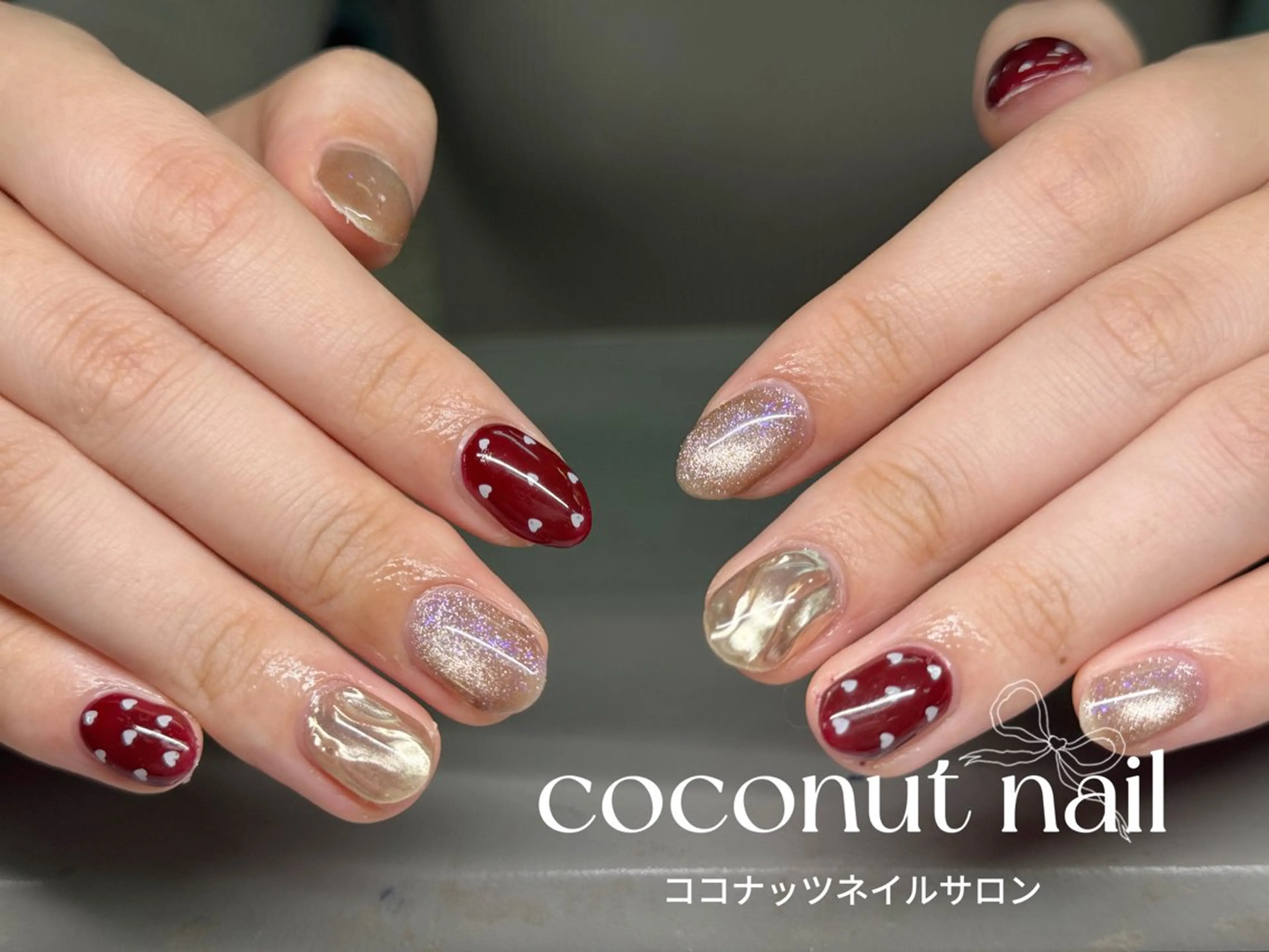 ネイル べっ甲ネイル フレンチネイル キラキラネイル マグネットネイル 大理石ネイル(マーブル) ハンドネイル 神田 ココナッツのネイルデザイン