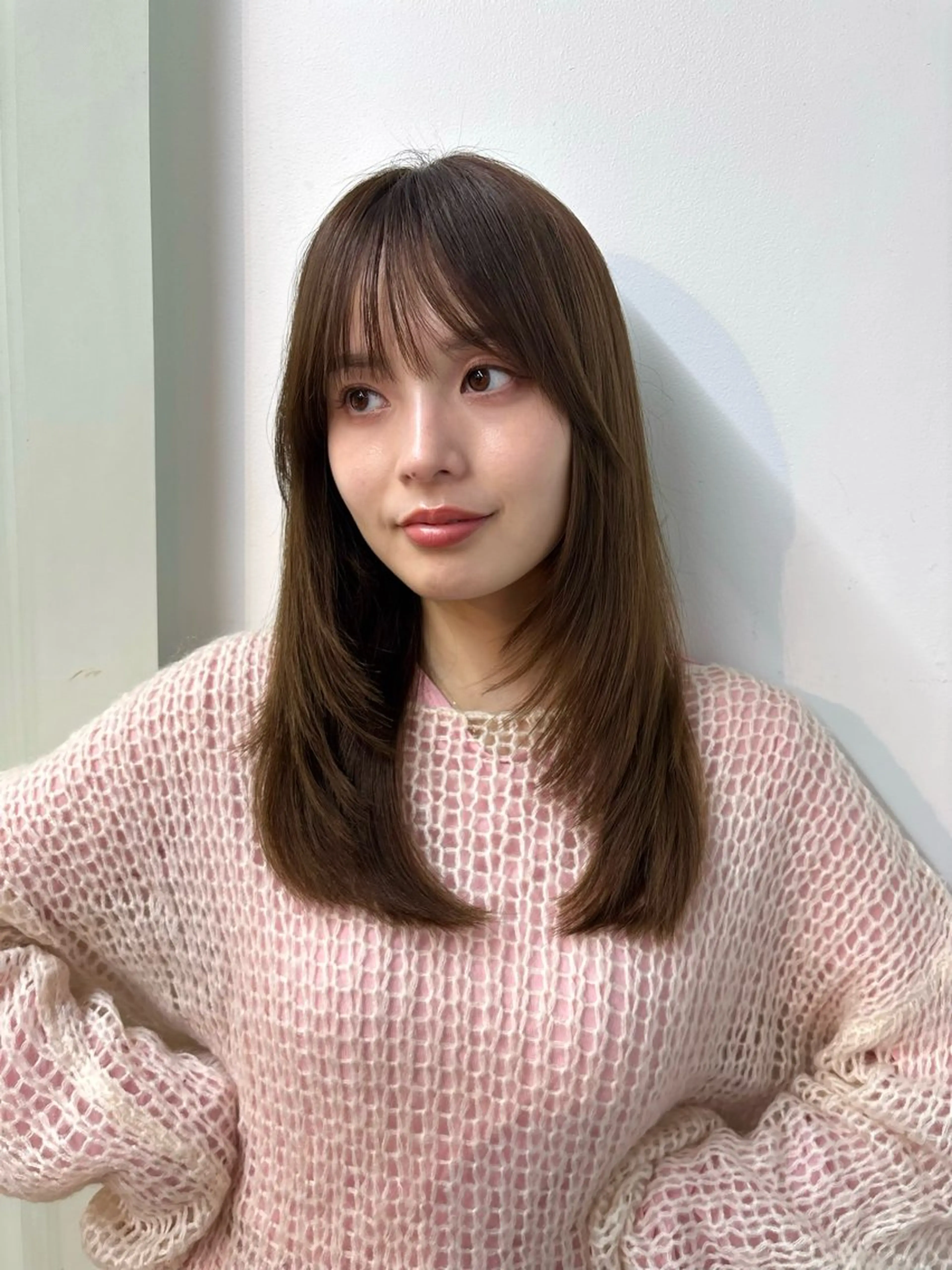 ミディアム ミディアムレイヤー 顔まわりレイヤー レイヤーカット ボブ/ミディアム 親しみやすさ/さくらのヘアスタイル