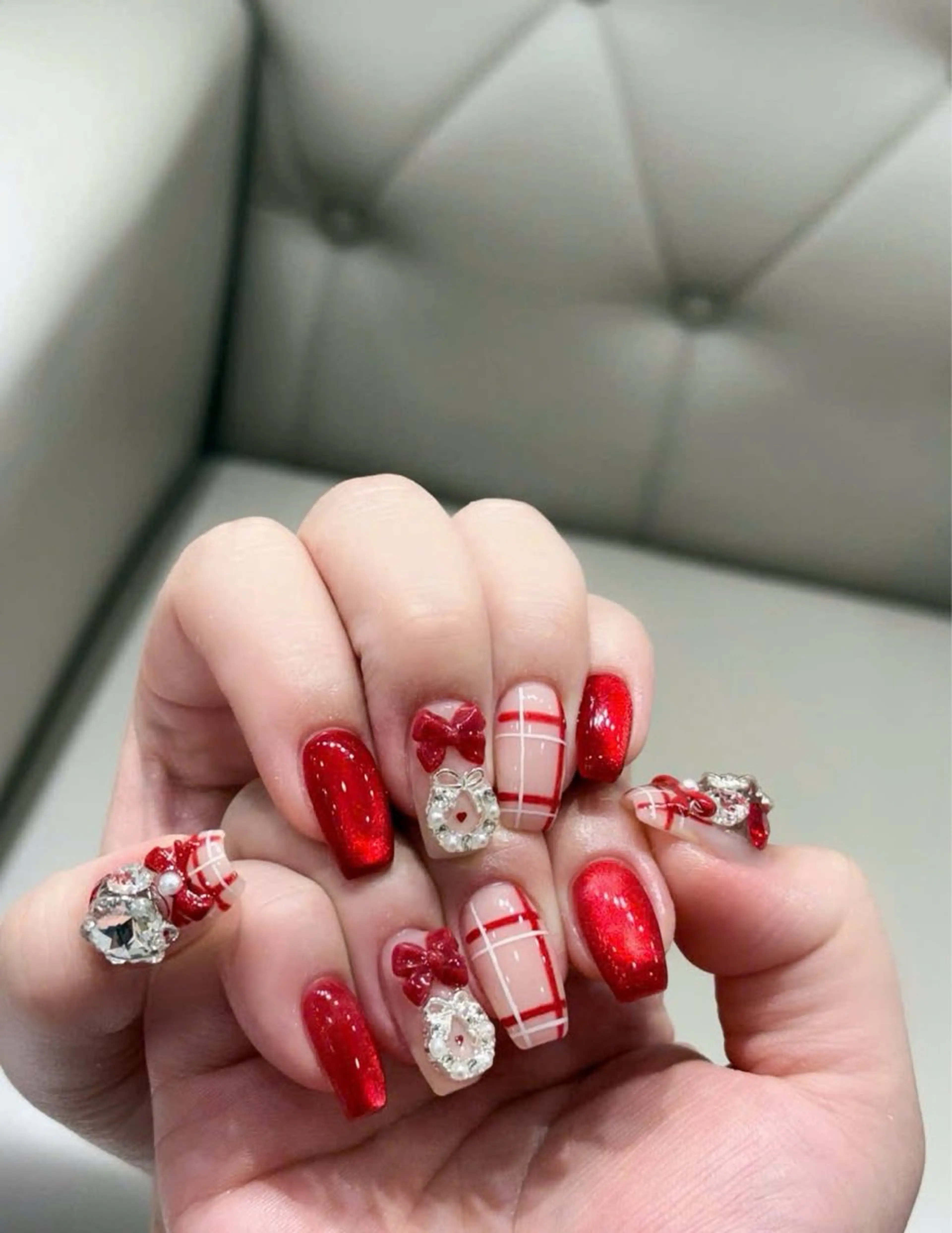 ネイル フレンチネイル キラキラネイル マグネットネイル ミラーネイル ニュアンスネイル MeiMei Nail モデル募集のネイルデザイン