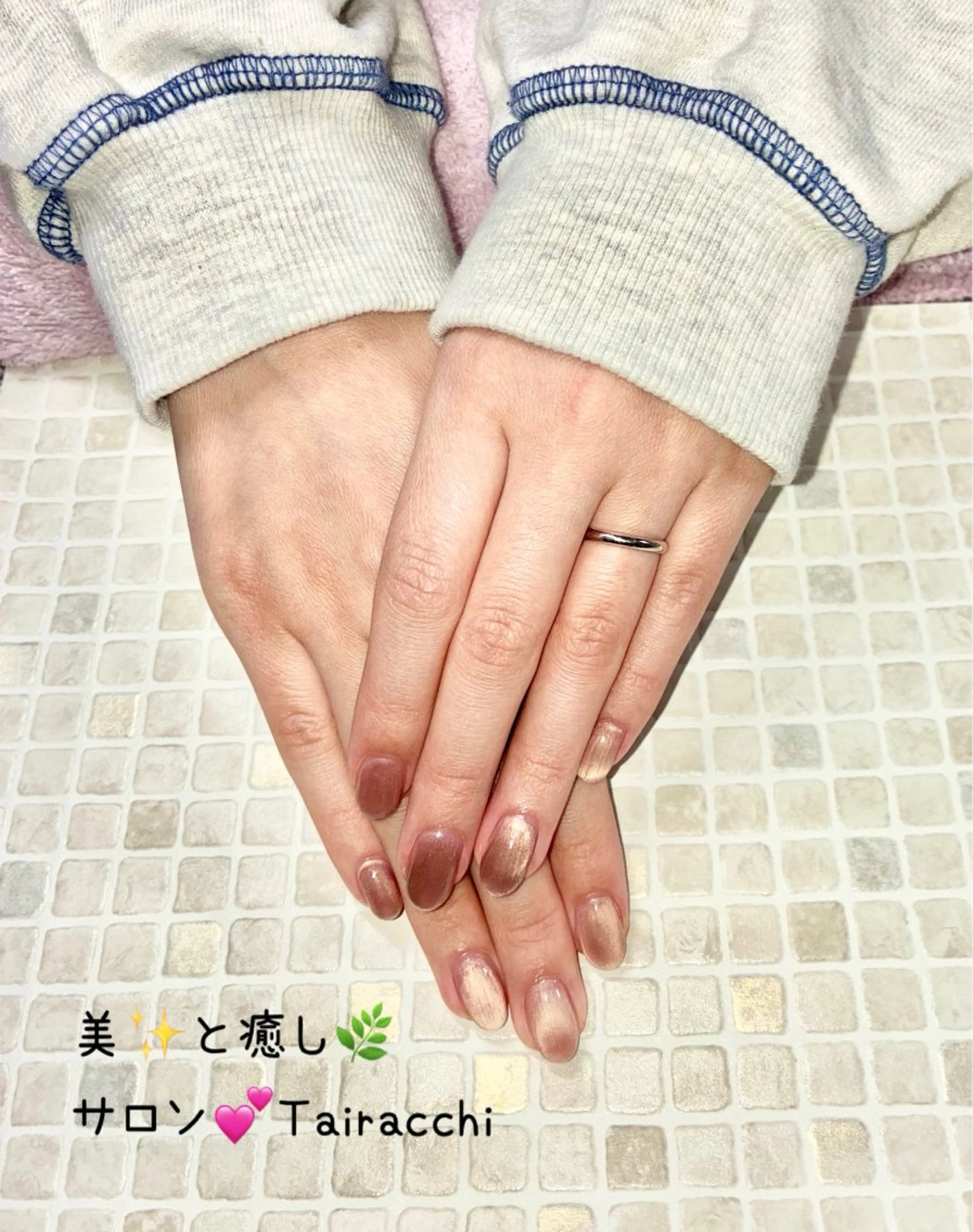 ネイル マグネットネイル ピンク ピンクベージュ ハンドネイル Tairacchi ﾀｲﾗｯﾁのネイルデザイン