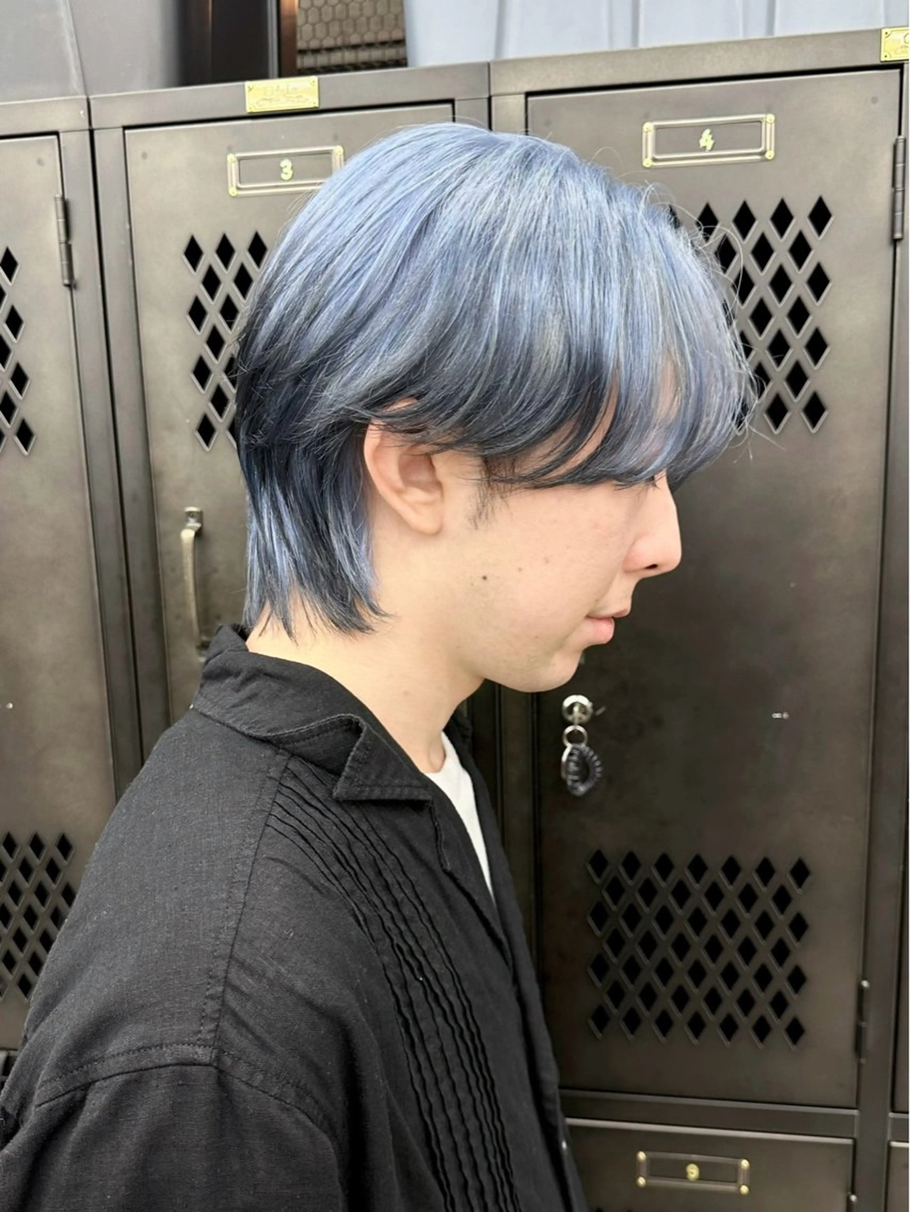 ロング カラー メンズ センターパート メンズウルフカット ウルフカット ヘアカラー トリートメント メンズ特化 🦋KANOKO🦋のヘアスタイル