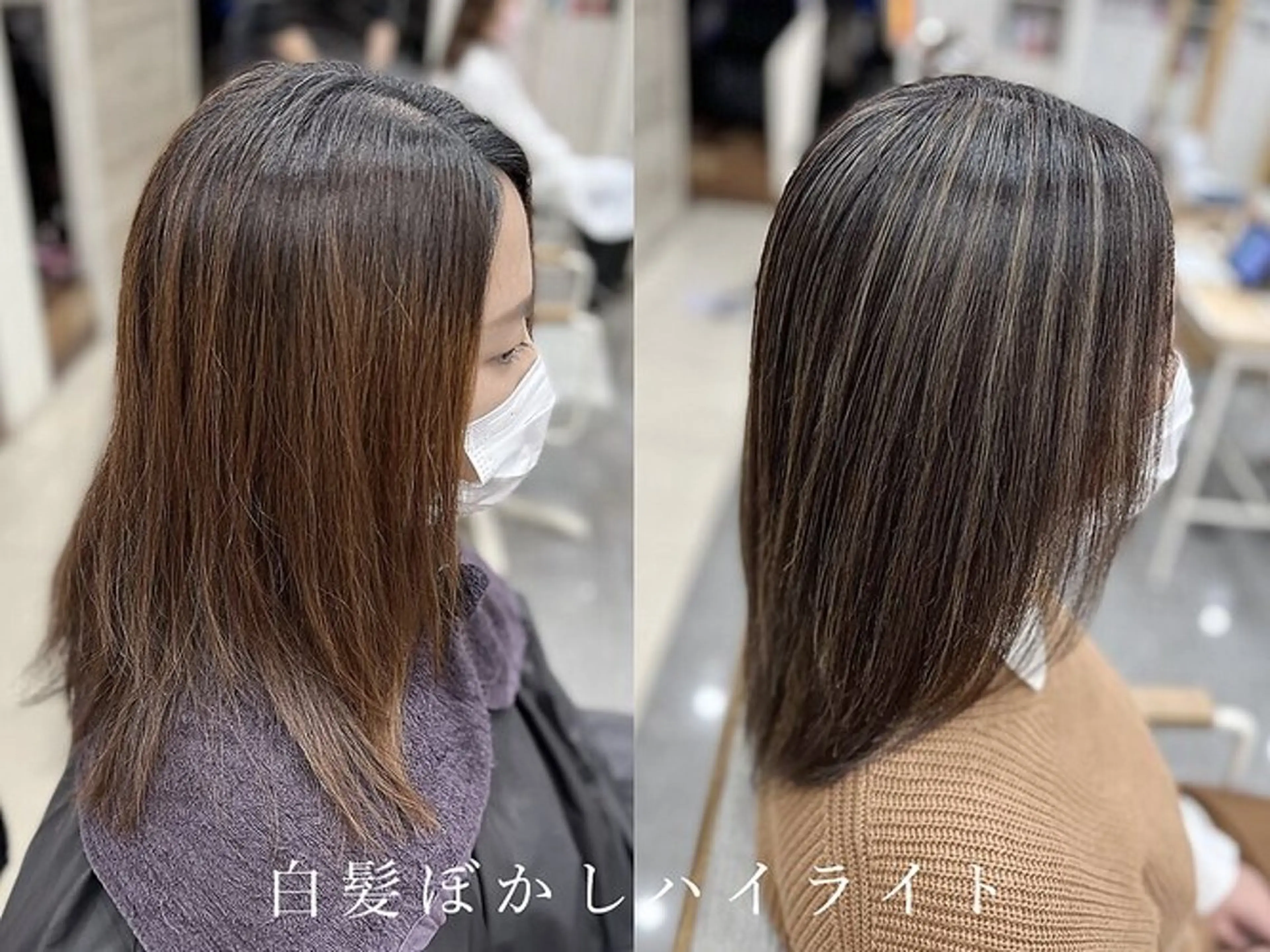 セミロング カラー 太白区/白髪ぼかし ハイライト/千葉達人のヘアスタイル