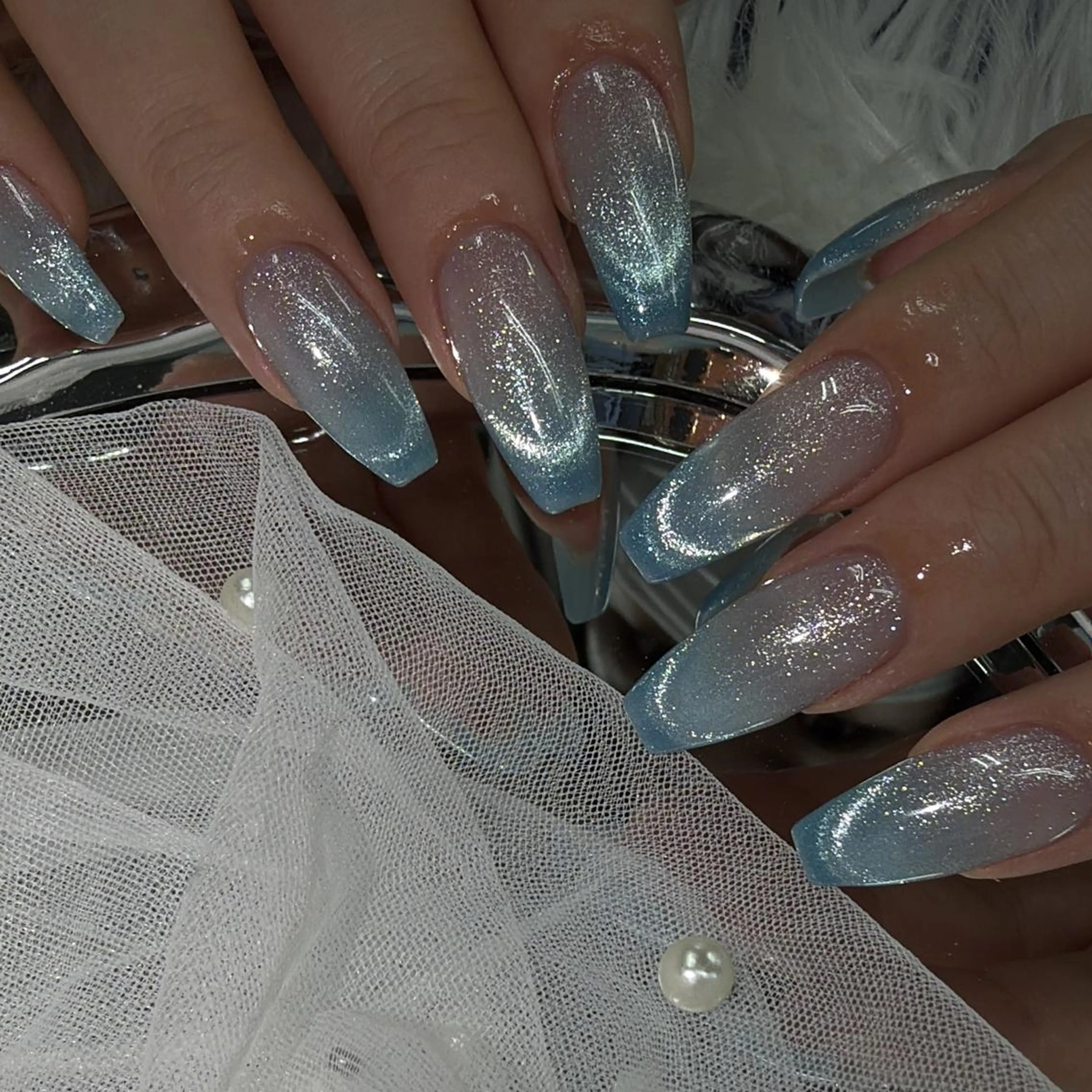 ネイル ブルー ハンドネイル tener YUIのネイルデザイン