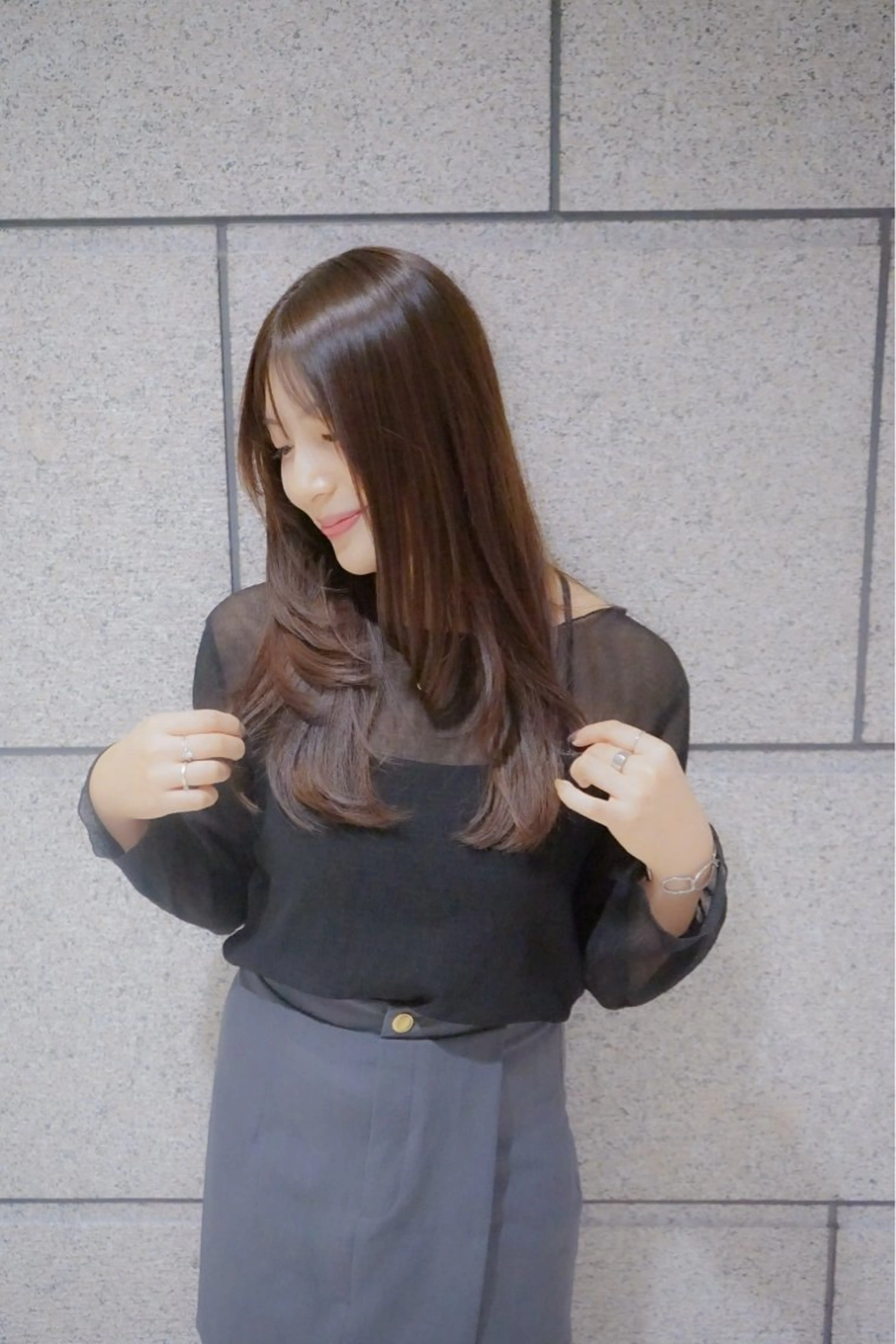 ロング レイヤーカット カット 森田敦 縮毛矯正/髪質改善のヘアスタイル