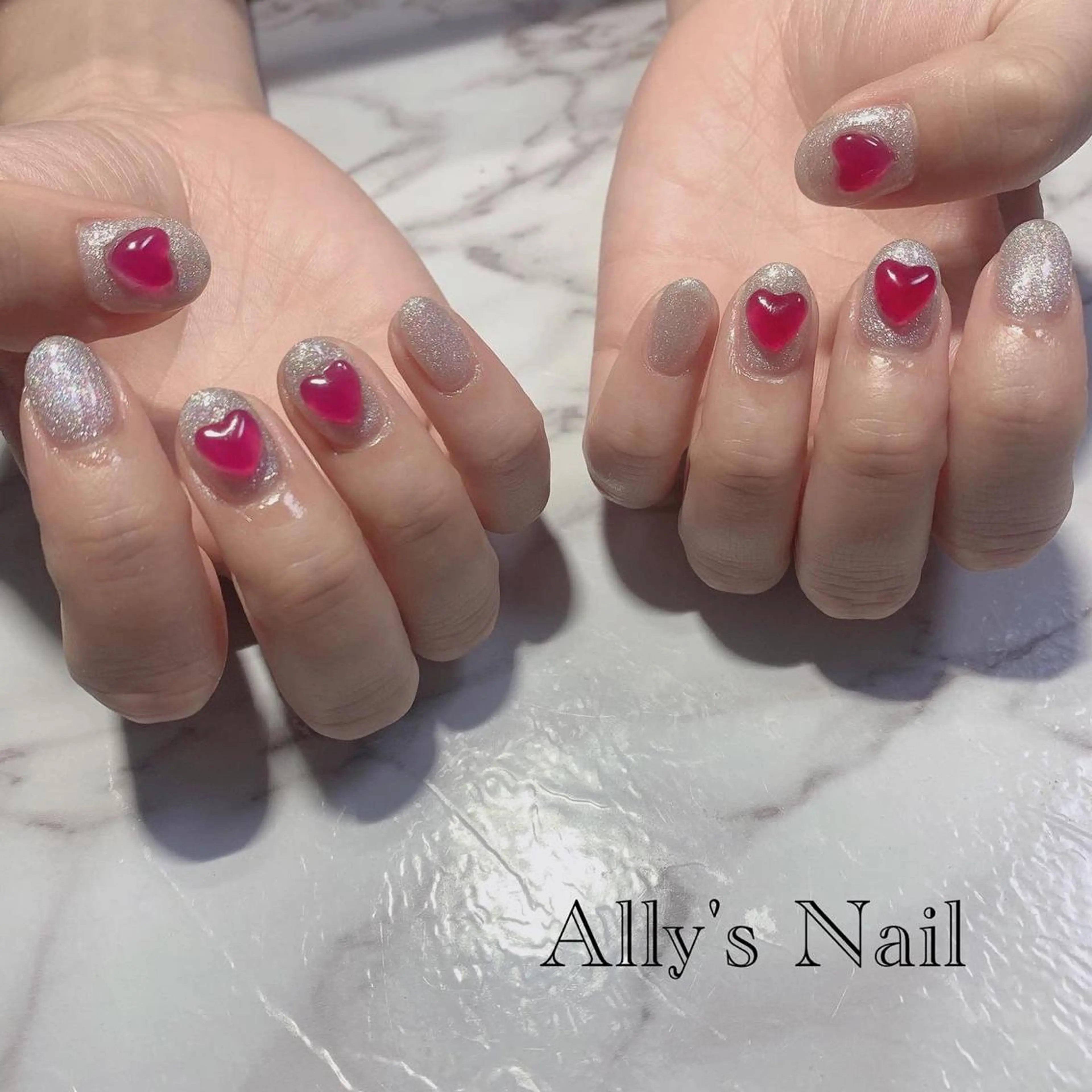 ネイル ハート マグネットネイル Ally's Nailのネイルデザイン