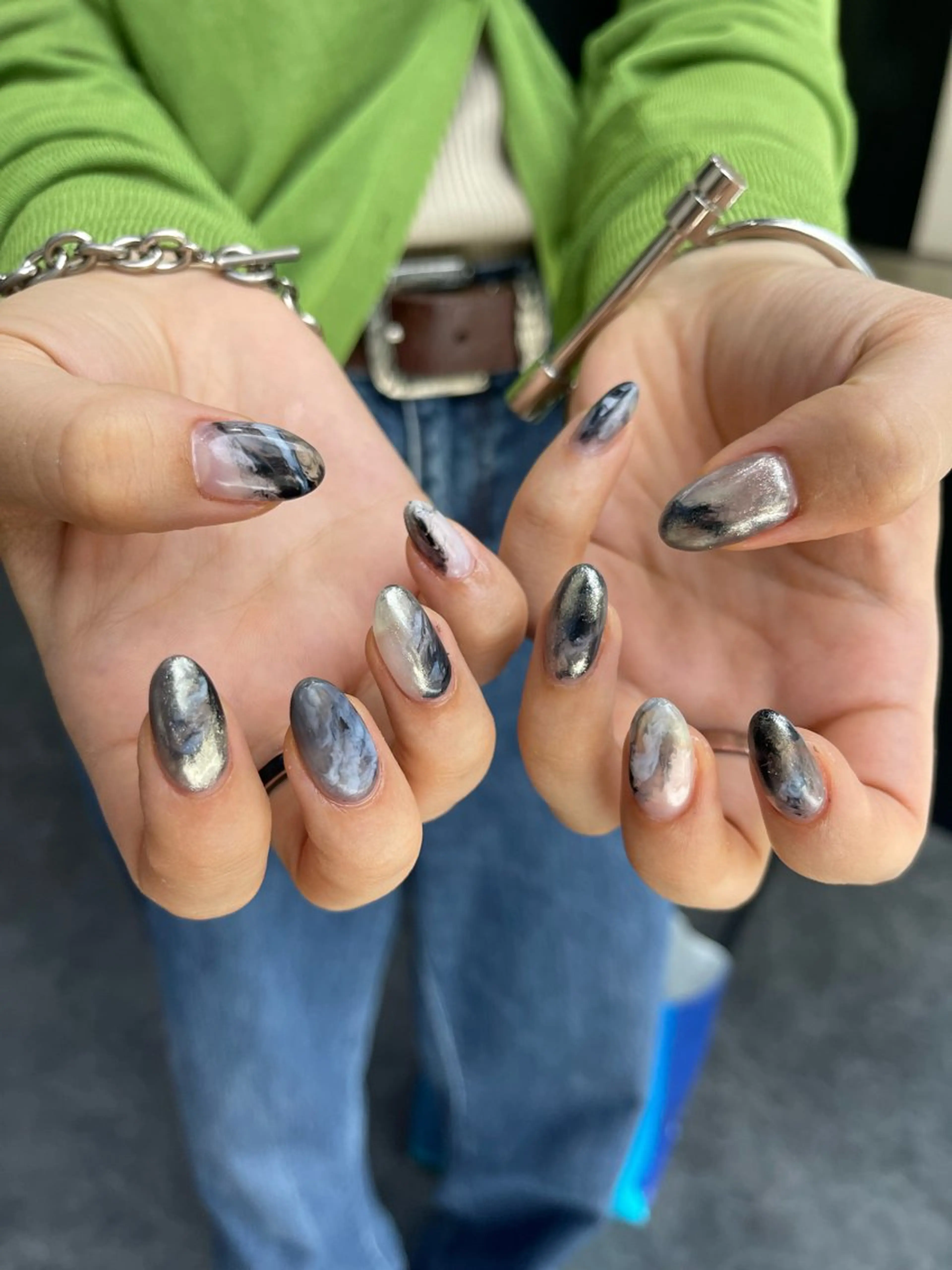 ネイル フレンチネイル マグネットネイル ニュアンスネイル ワンカラーネイル ハンドネイル GRANDE大須 Cecil💜のネイルデザイン