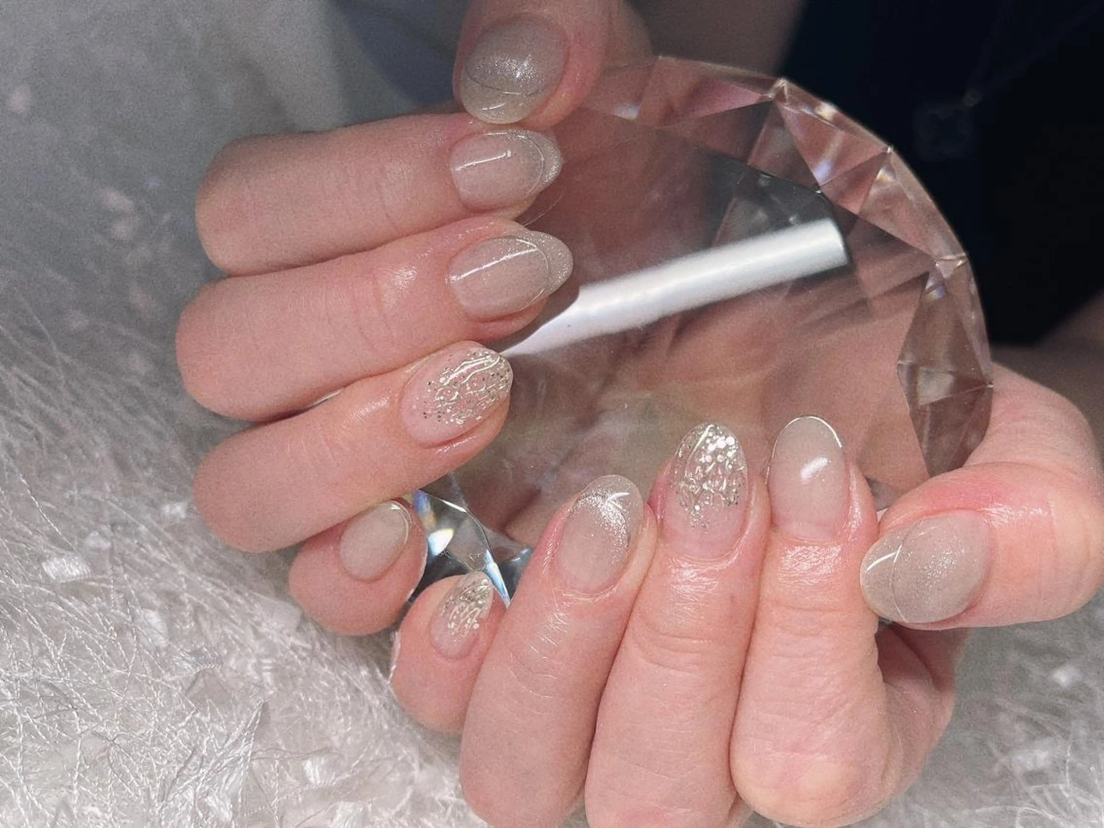 ネイル 長さ出し ジェルネイル グラデーション 韓国ネイル マグネットネイル ハンドネイル Nail&eye Belire 新宿のネイルデザイン