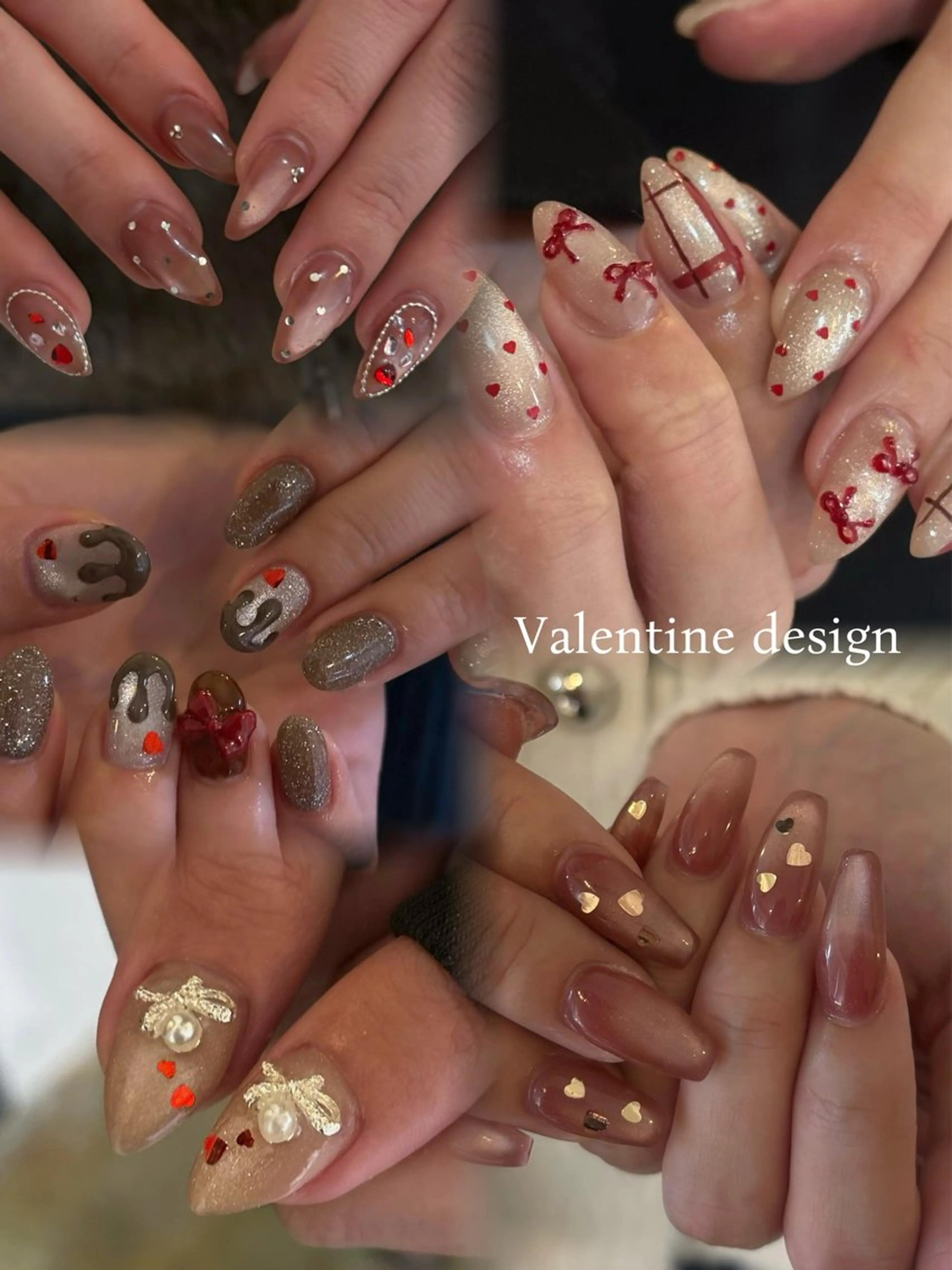 ネイル ジェルネイル パラジェル バレンタイン ワンホンネイル EmaNail 肥後橋店🤍YURIのネイルデザイン