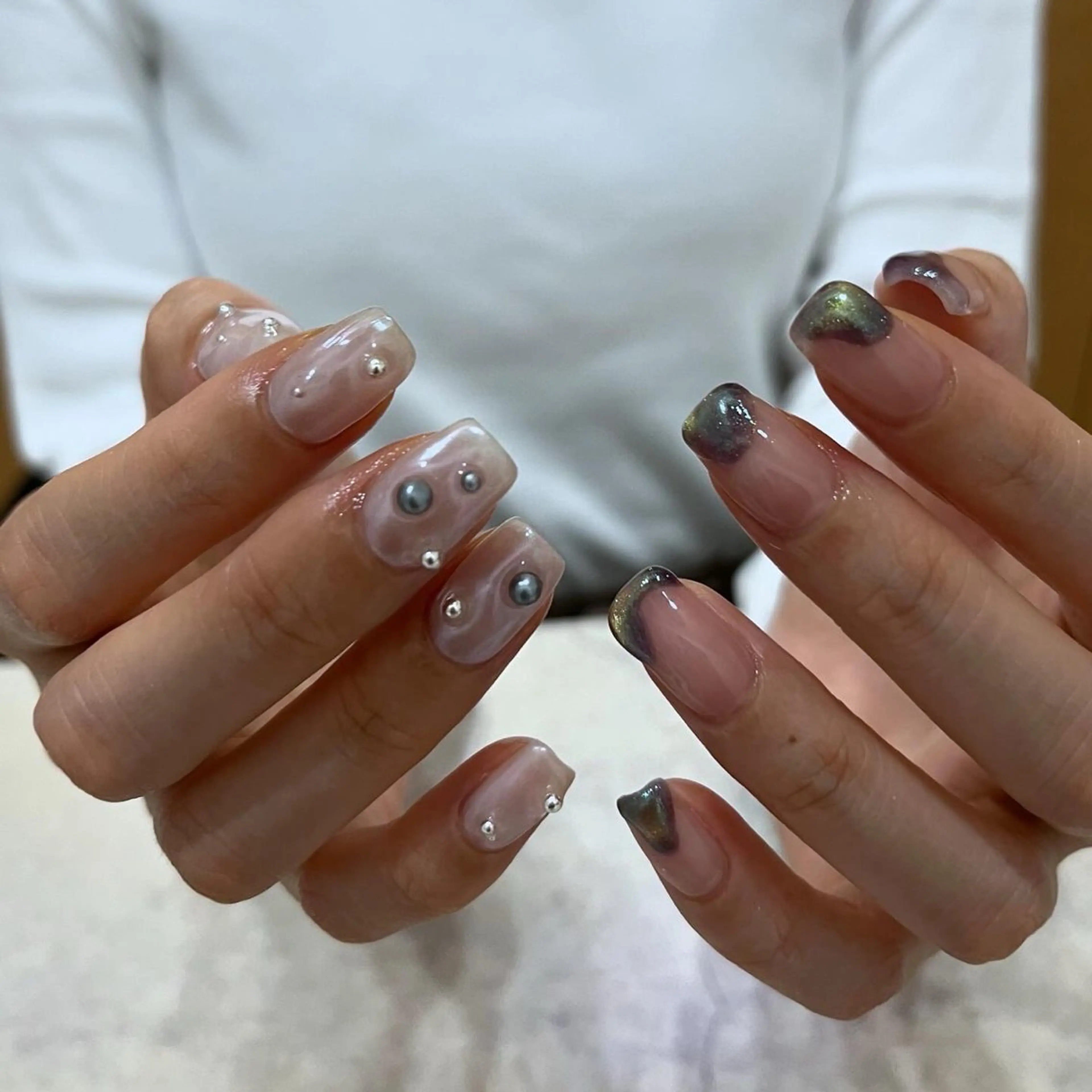 ネイル グリーン ハンドネイル vegh.所属・vegh. nail/阿波座のネイルデザイン