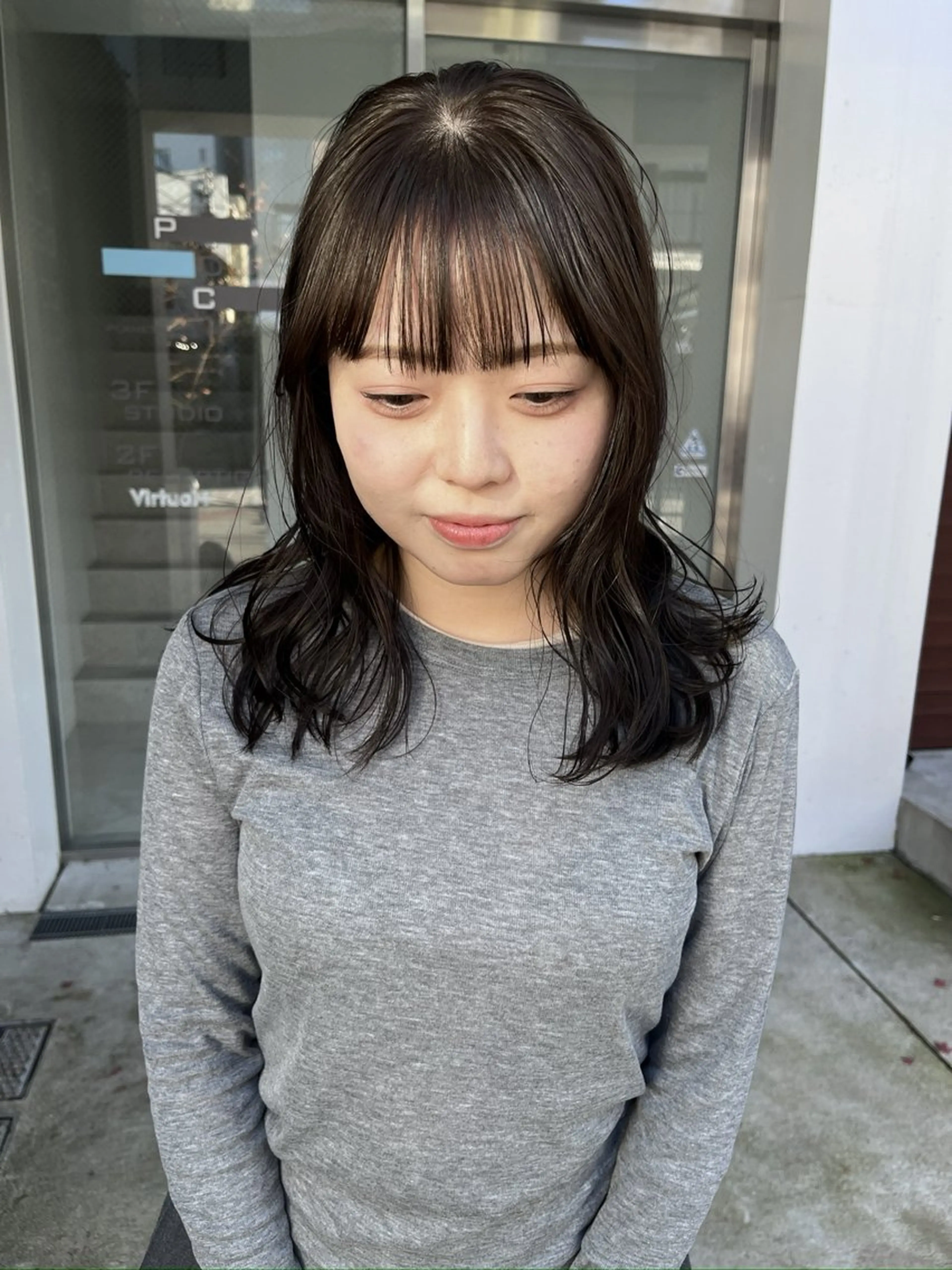 ミディアム カラー カット 縮毛矯正 トリートメント 赤み消しカラー/ オリーブ/トモキのヘアスタイル