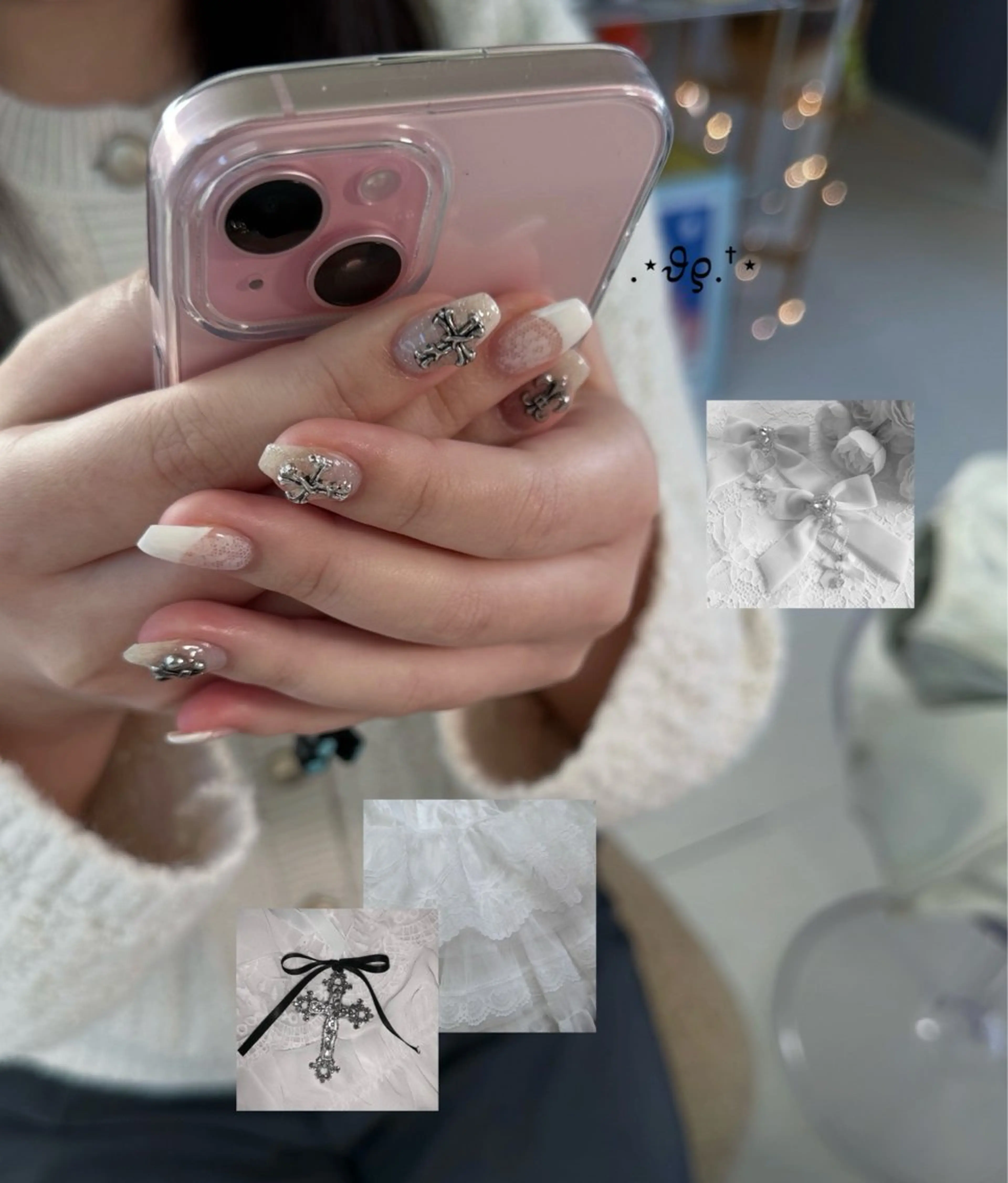 ネイル アートネイル レース ハンドネイル momone .のネイルデザイン