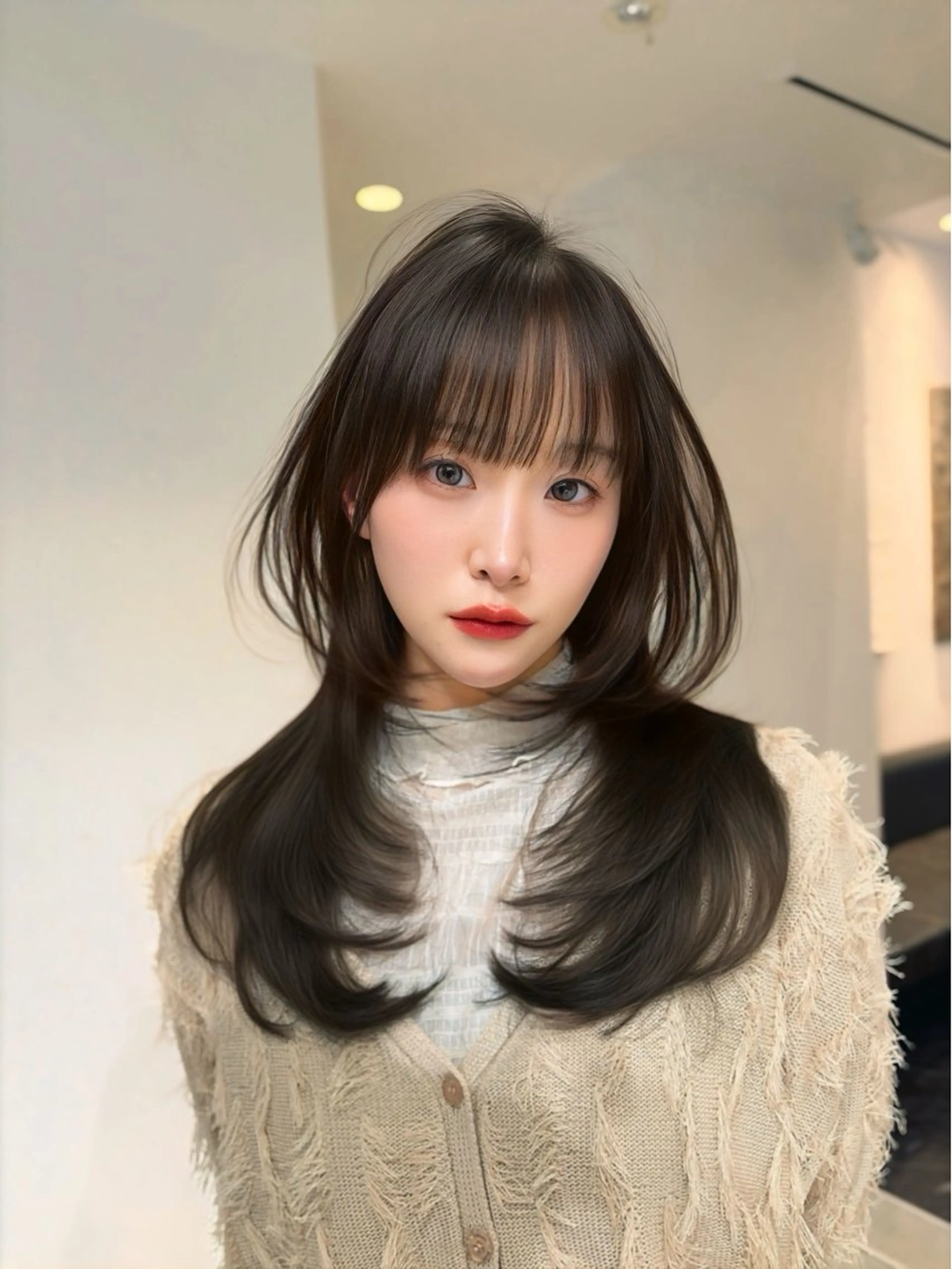 ロング カット ヘアカラー トリートメント 海野翔吾🇨🇳 ワンホンレイヤーのヘアスタイル
