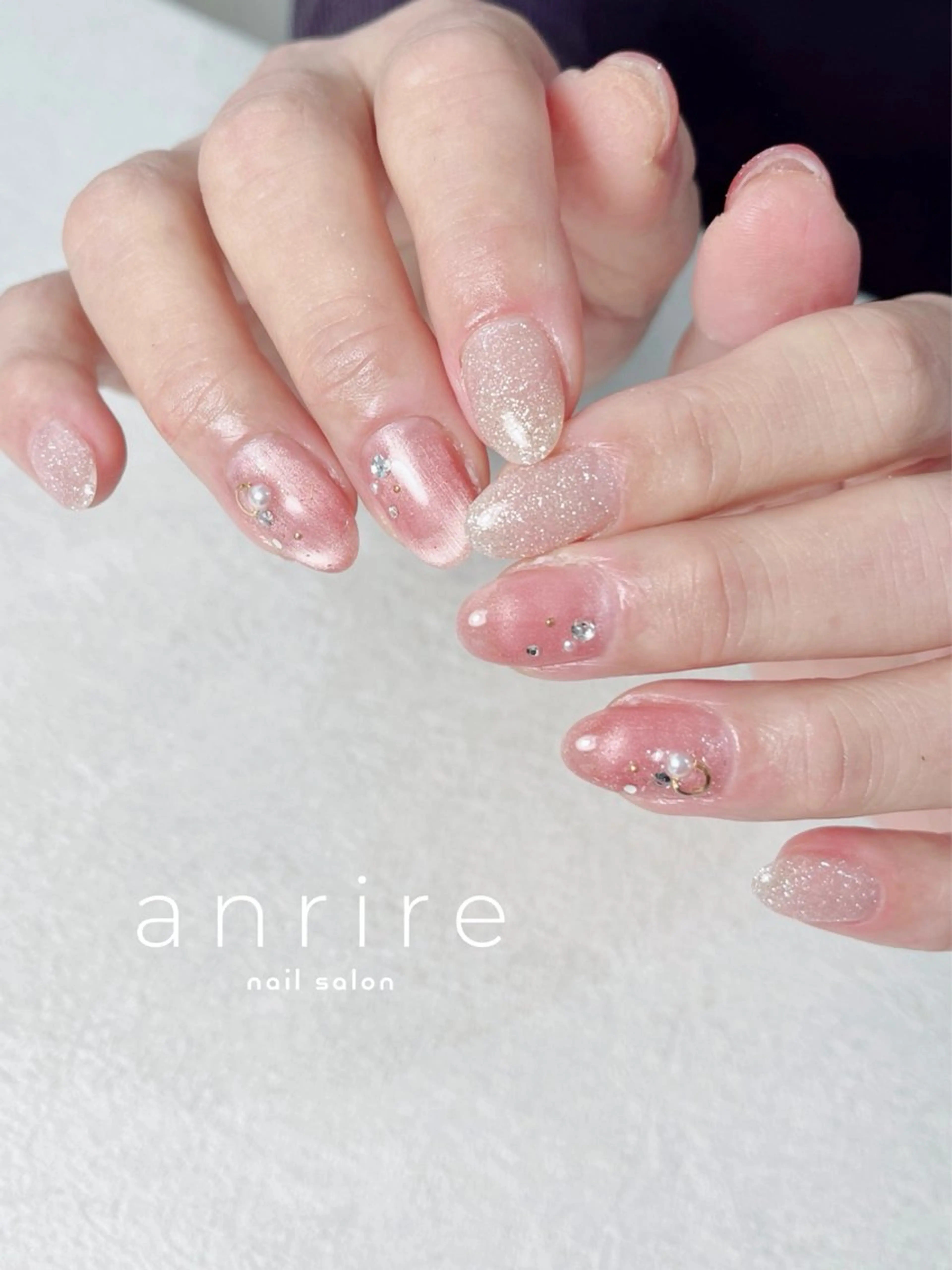 ネイル フラッシュネイル ジェルネイル キラキラネイル ラメ(グリッター) マグネットネイル ハンドネイル nailsalon anrireのネイルデザイン