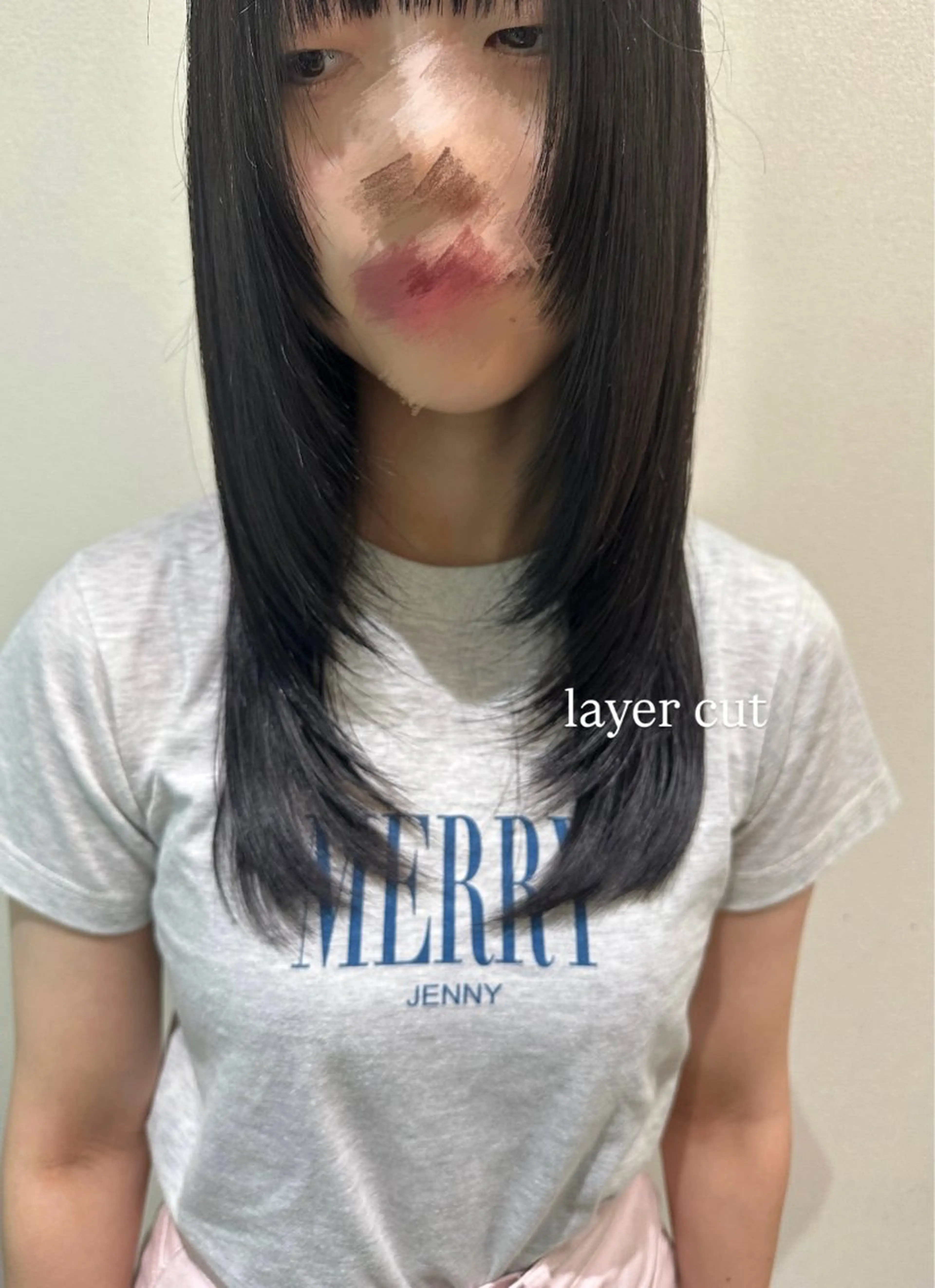 セミロング カラー ヘアアレンジ 黒髪 ブルーカラー ブルーブラック レイヤーカット 🇰🇷韓国ｽﾀｲﾙ ﾚｲﾔｰ/ayanaのヘアスタイル