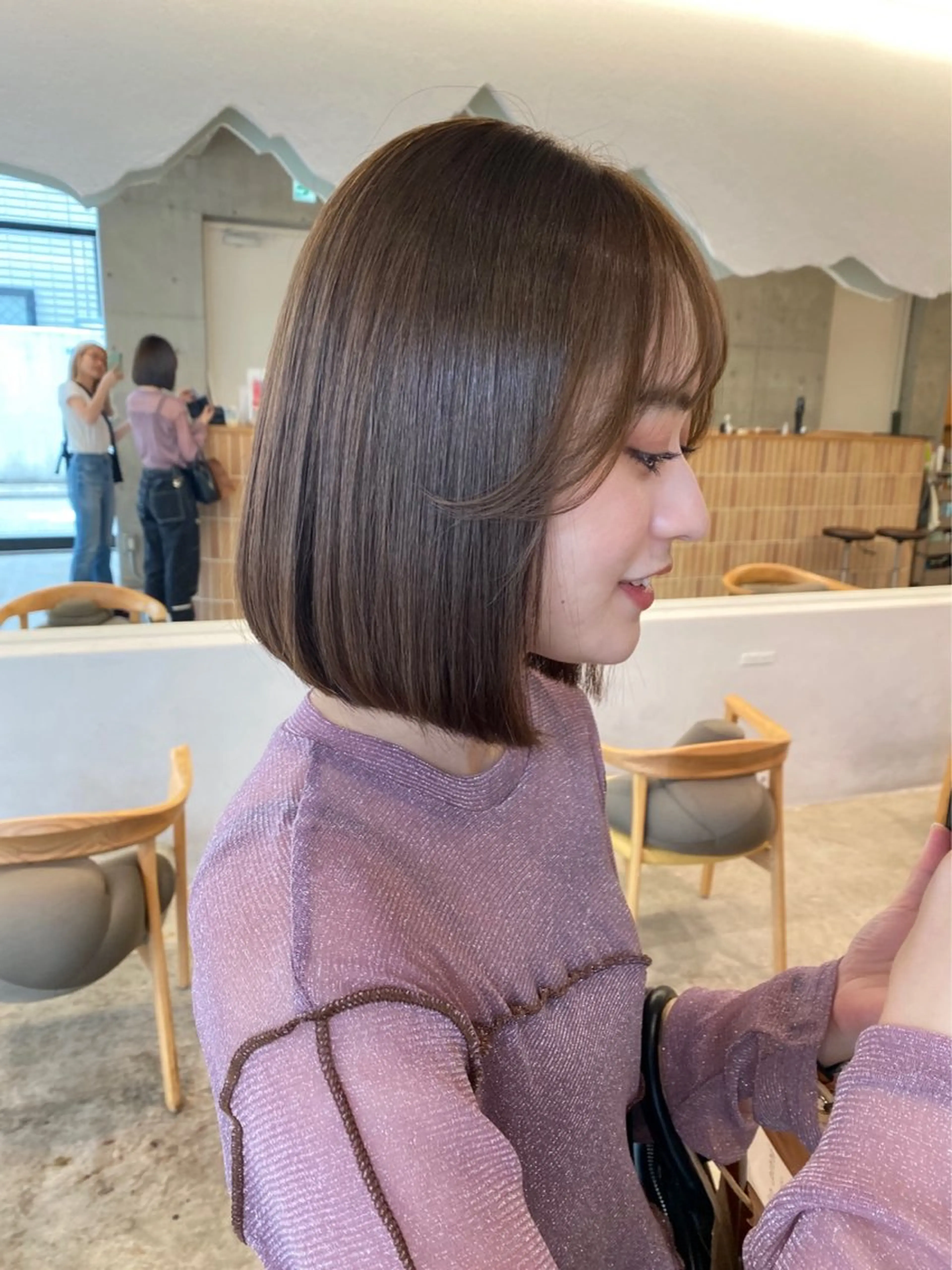 ミディアム カラー カット ヘアカラー トリートメント レイヤー/柔色 カラー/SAkiのヘアスタイル