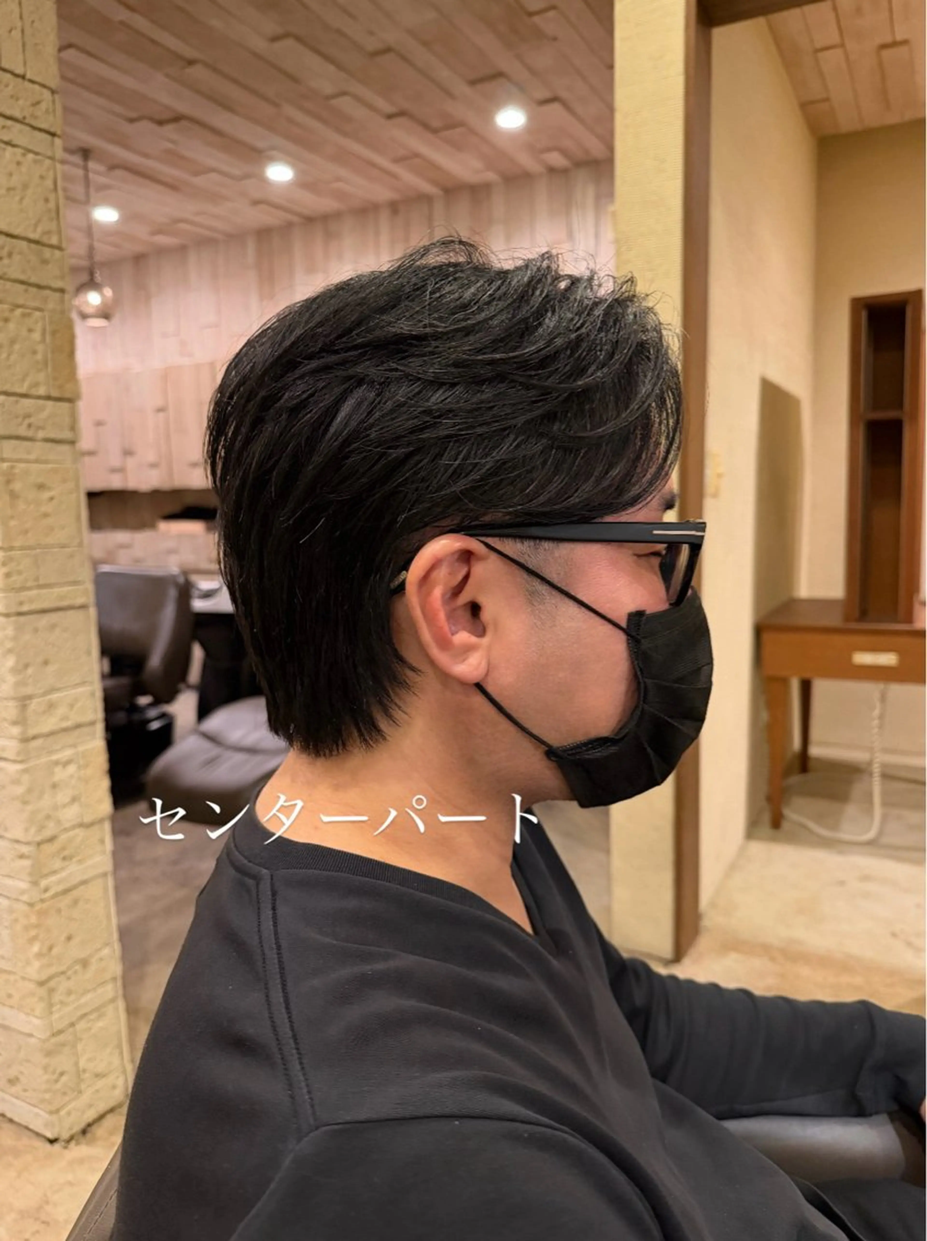 メンズ センターパート 刈り上げ 艶カラー/メンズ パーマ/伊藤愛麻のヘアスタイル