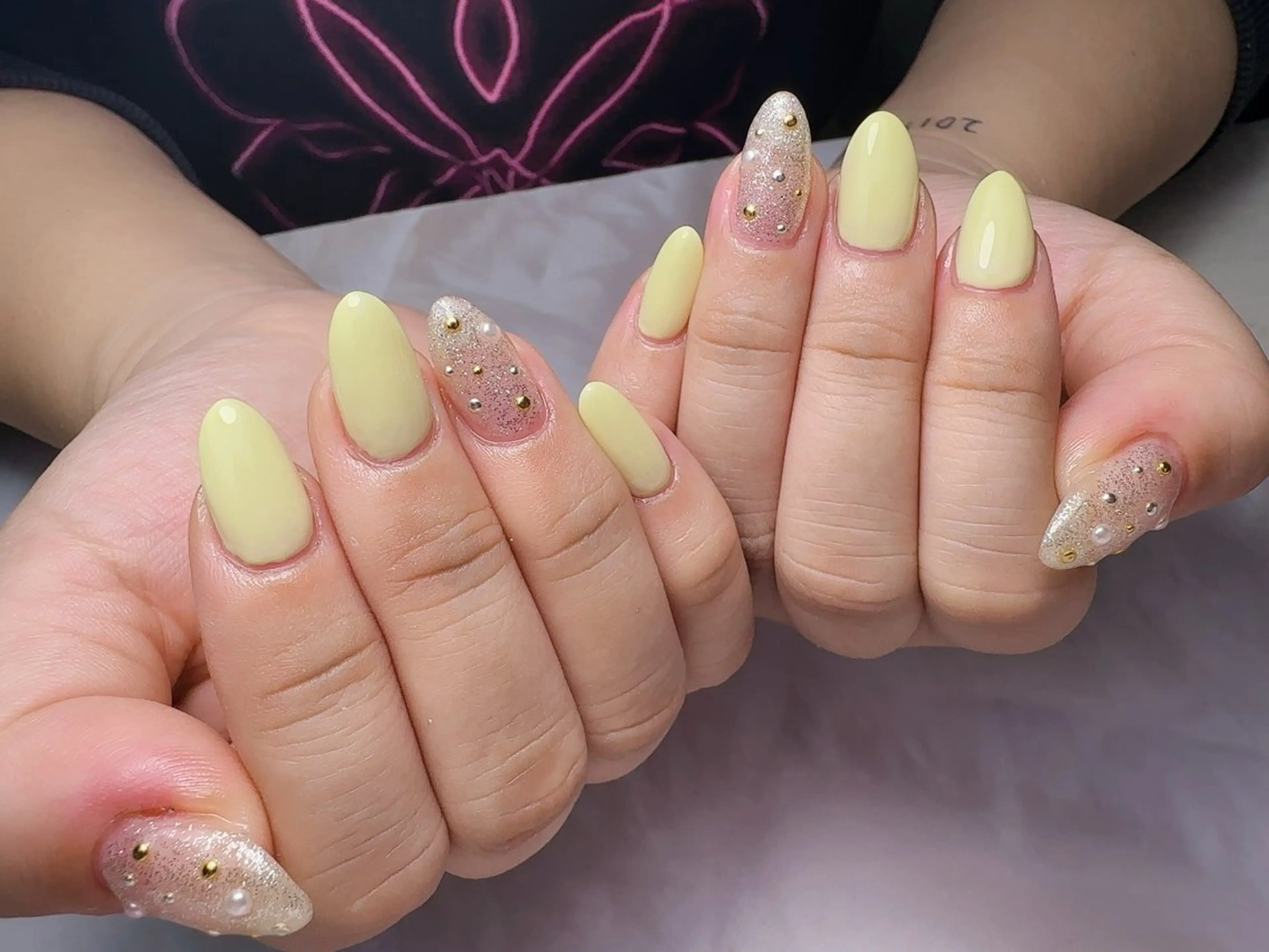 ネイル 持ち込み 春ネイル 黄色 nail happiness.のネイルデザイン
