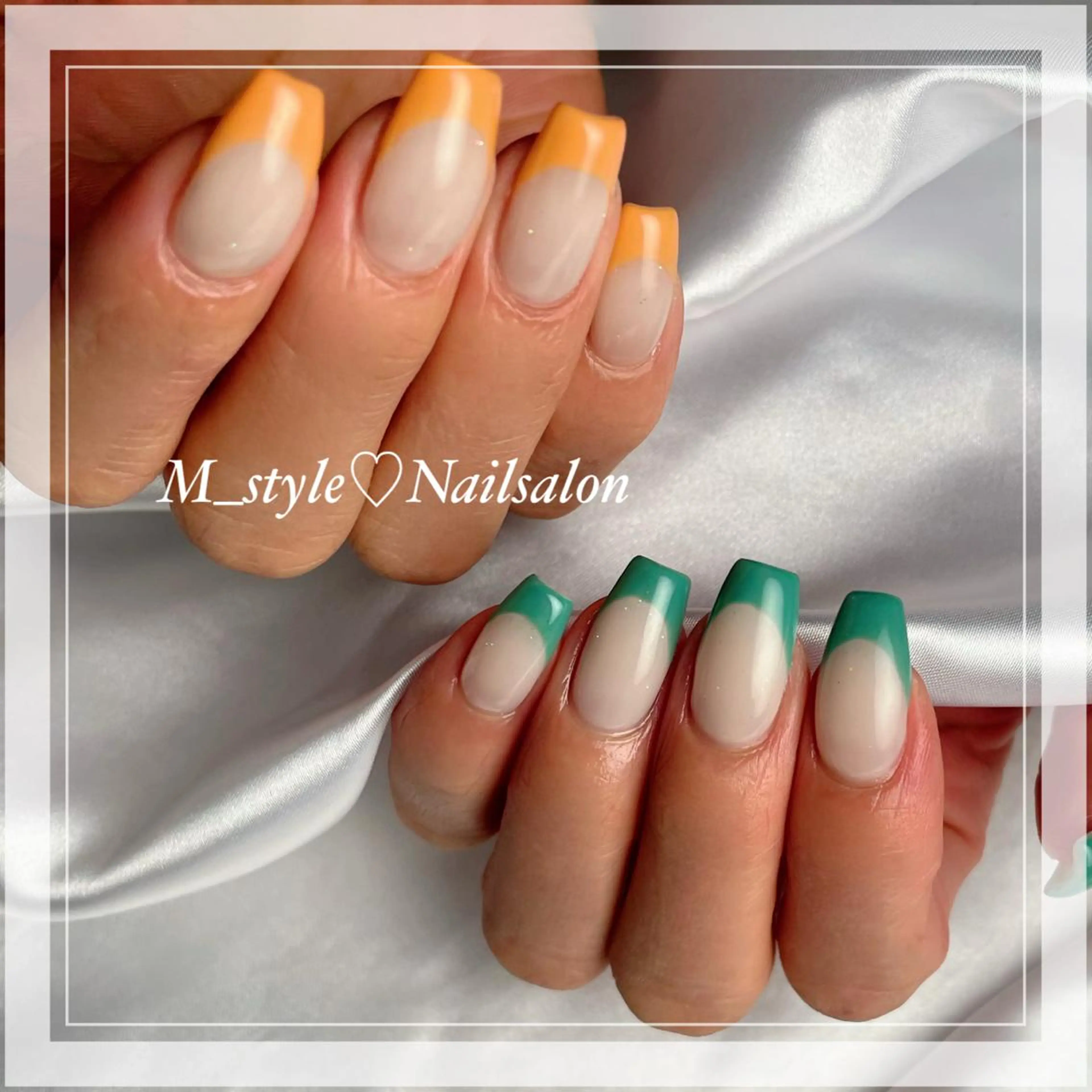 ミディアム ネイル フレンチネイル ジェルネイル ロングネイル マグネットネイル スカルプネイル 下妻ネイルサロン/ パラジェルのネイルデザイン