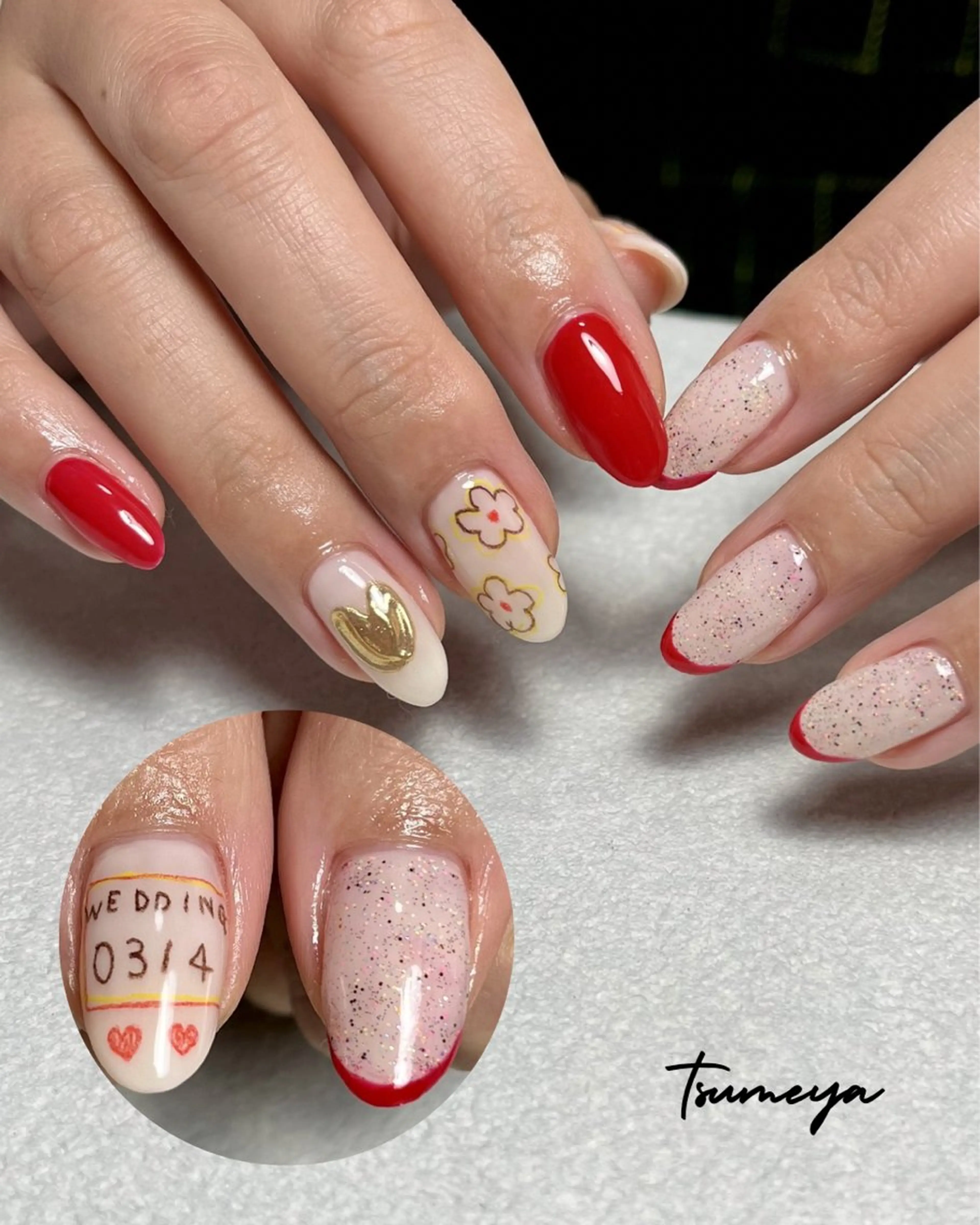 ネイル ハンドネイル tsumeya ゆるかわ手描きネイルのネイルデザイン