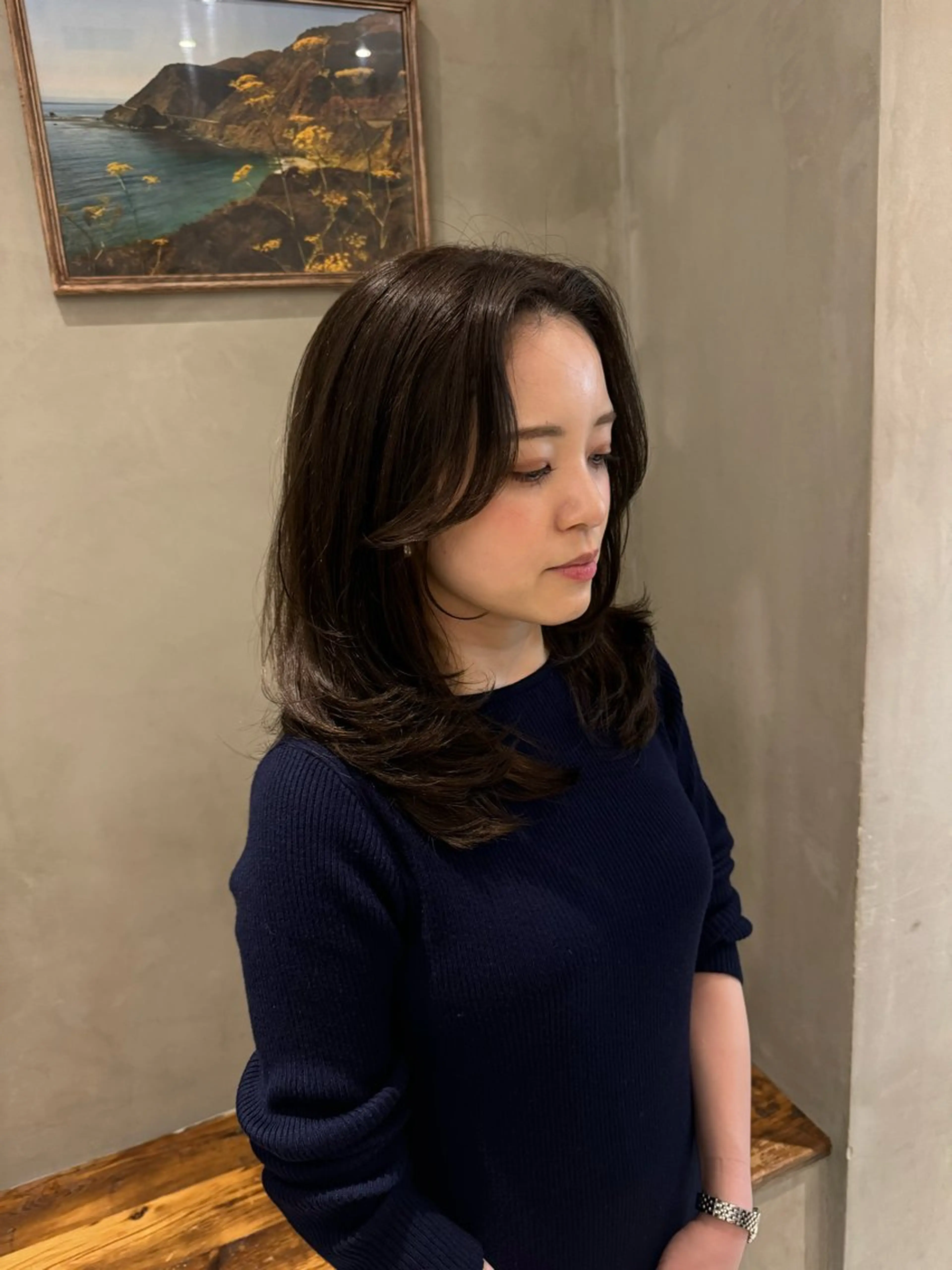 セミロング カット ヘアカラー トリートメント 顔周りcut・ご相談 ＝新宿しずく🇰🇷のヘアスタイル