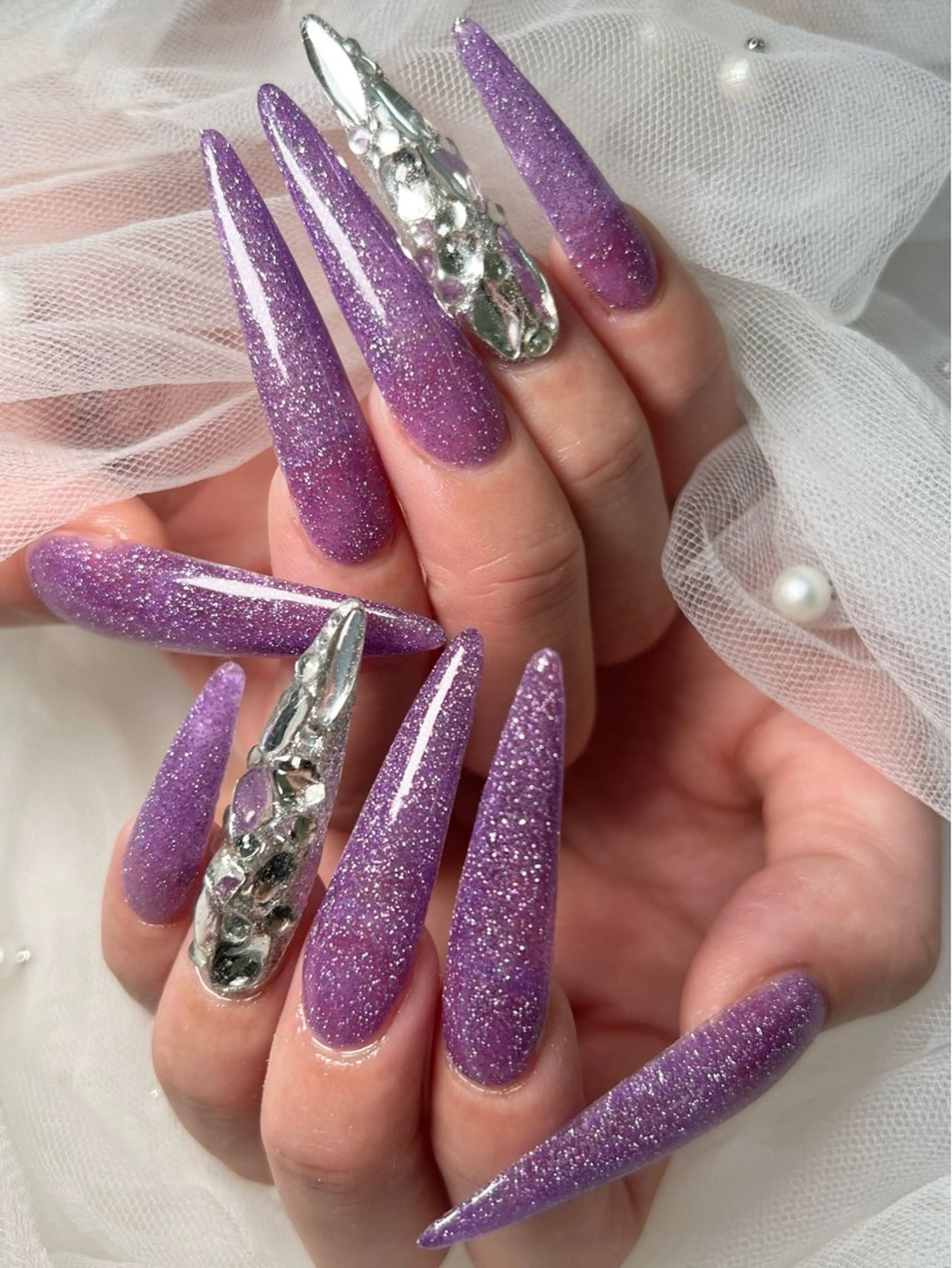 オフなし💙長さだし10本＋ワンカラー🫧ラメ💙の写真