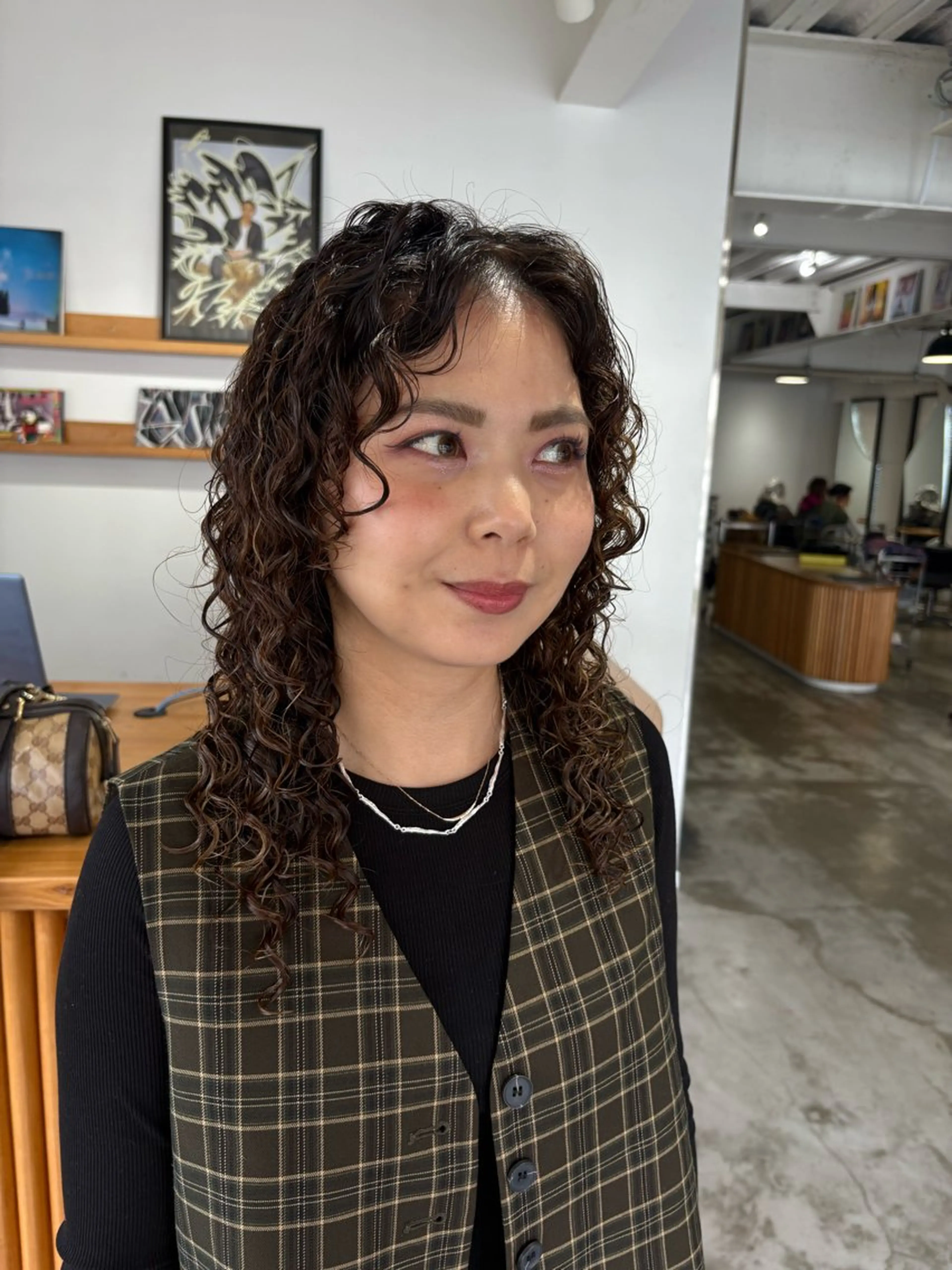 セミロング パーマ カット パーマ ノハナ💜北谷 BY MY SIDEのヘアスタイル