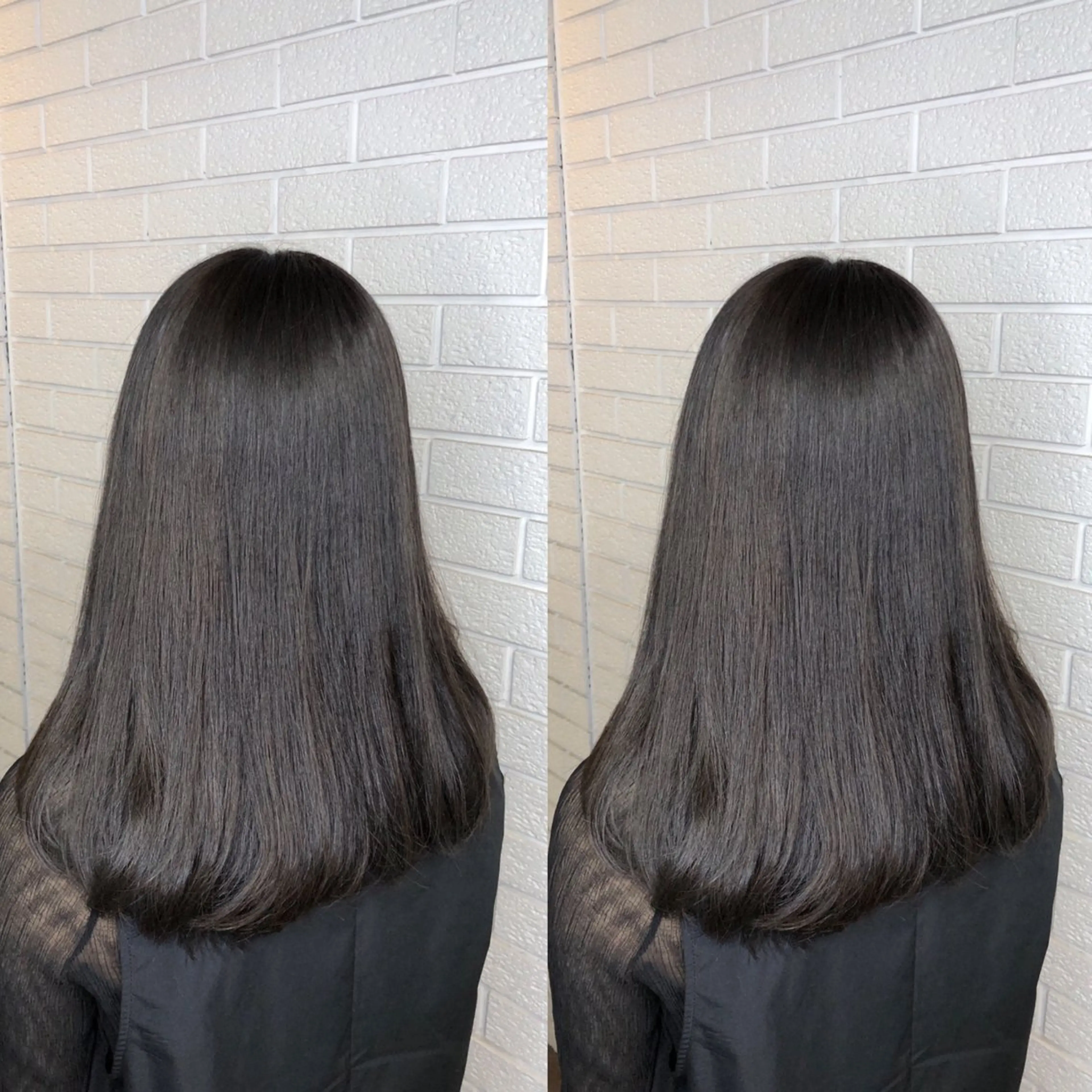 セミロング パーマ 縮毛矯正 艶カラー🩵💛 NANAのヘアスタイル