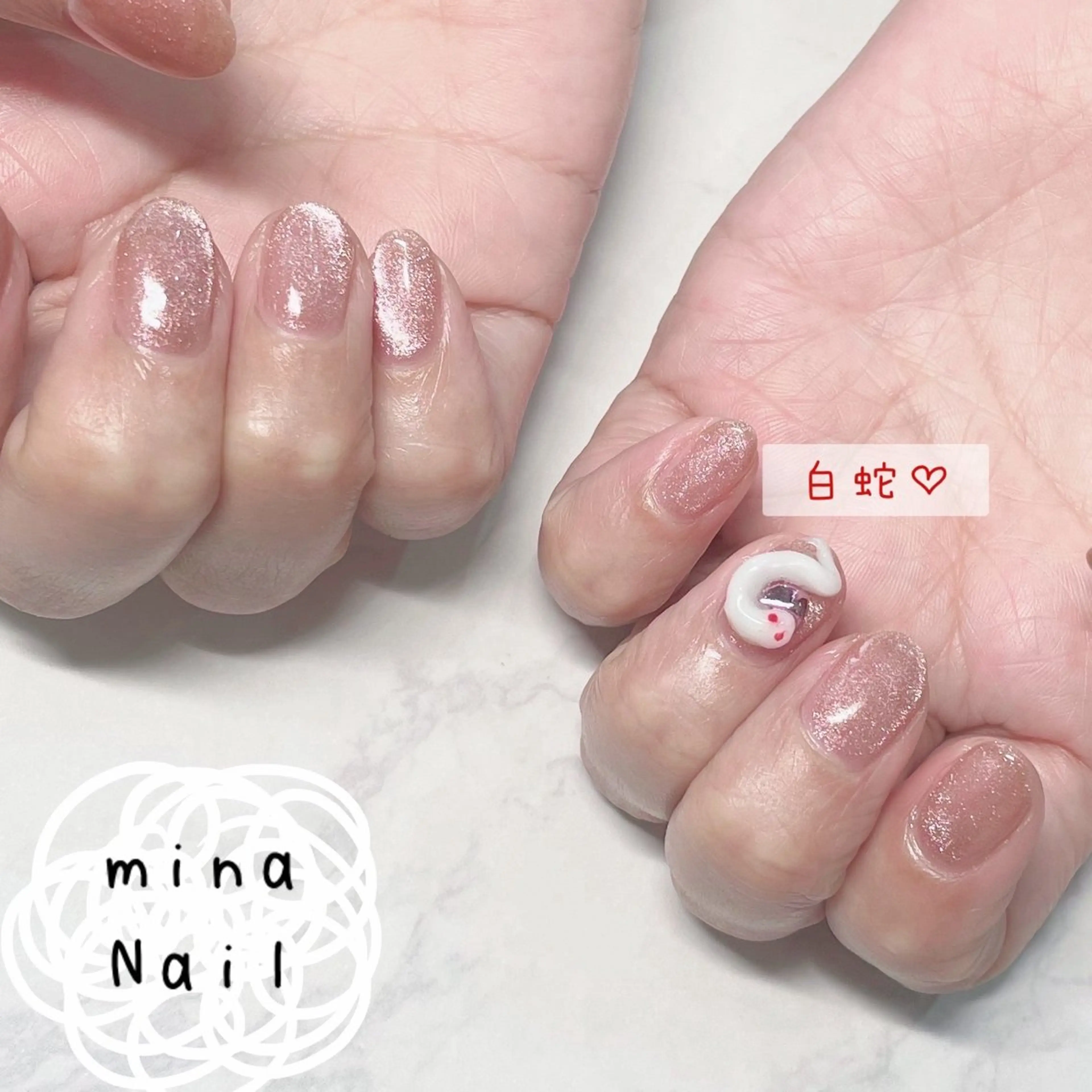 ネイル アートネイル ハート マグネットネイル mina Nailのネイルデザイン