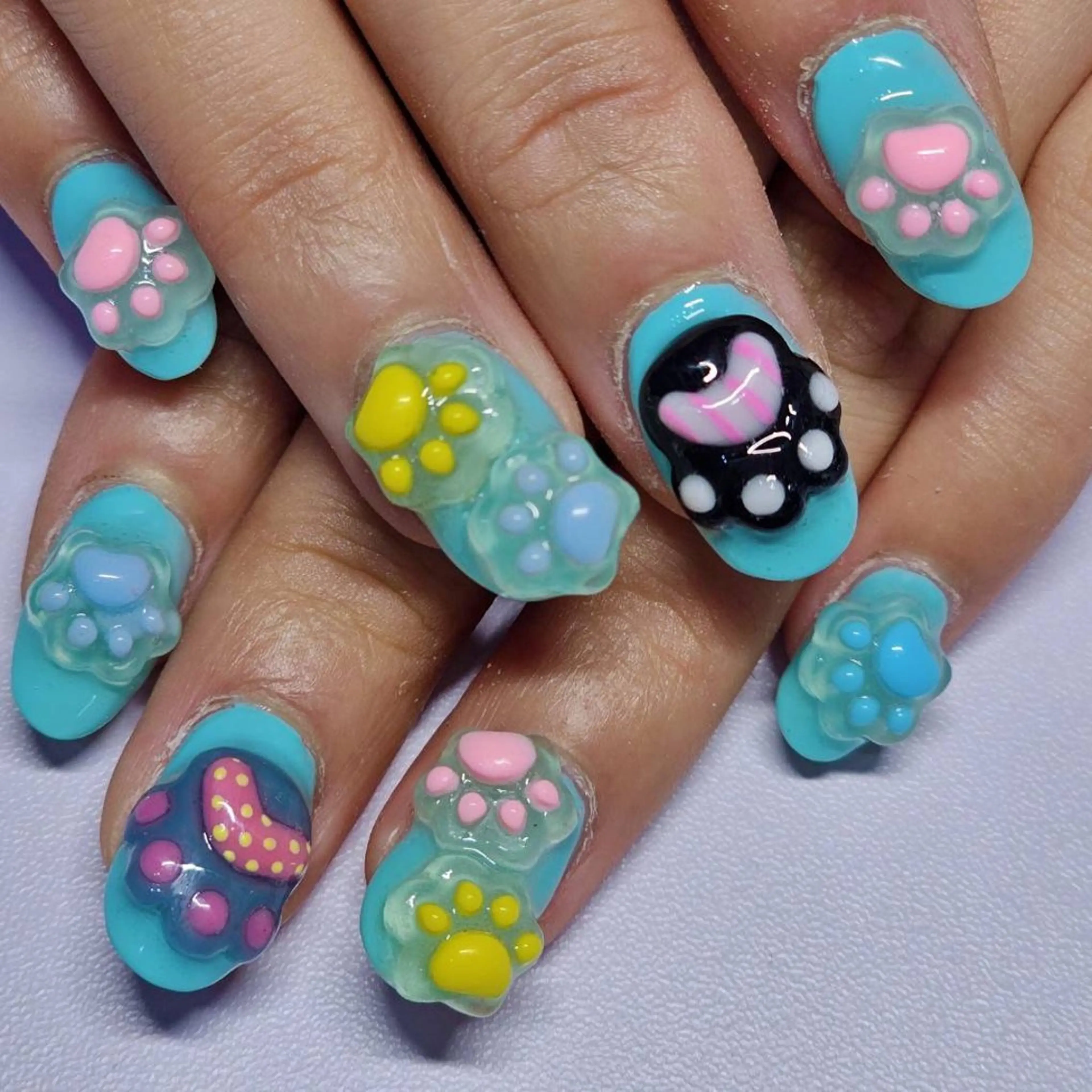 ネイル アートネイル ブルー ワンカラーネイル ハンドネイル よしだ ひろきのネイルデザイン