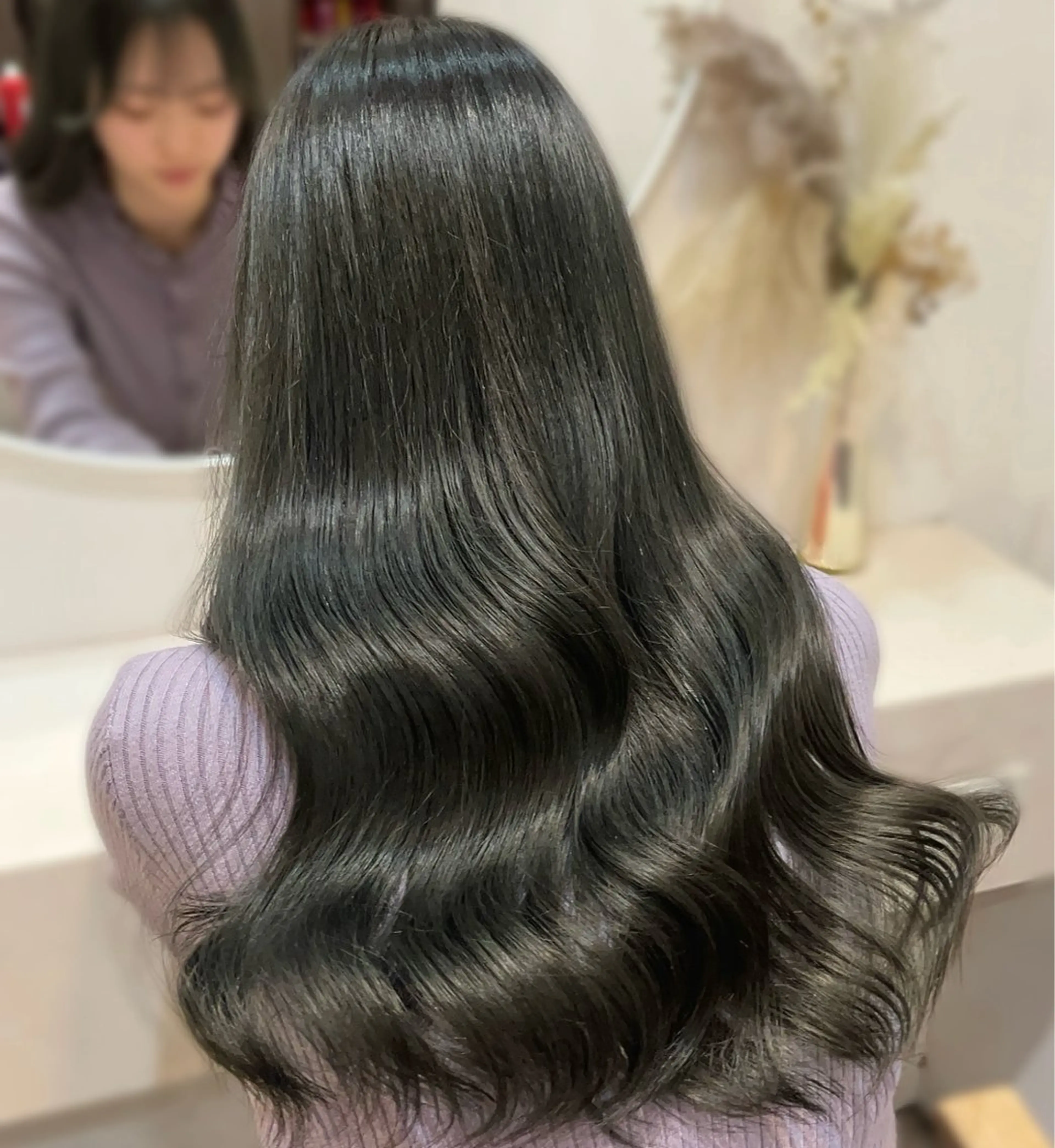 ロング カラー ベージュカラー オリーブベージュ カット ヘアカラー トリートメント 🦋Yui🦋透明感 /ベージュ/髪質改善のヘアスタイル